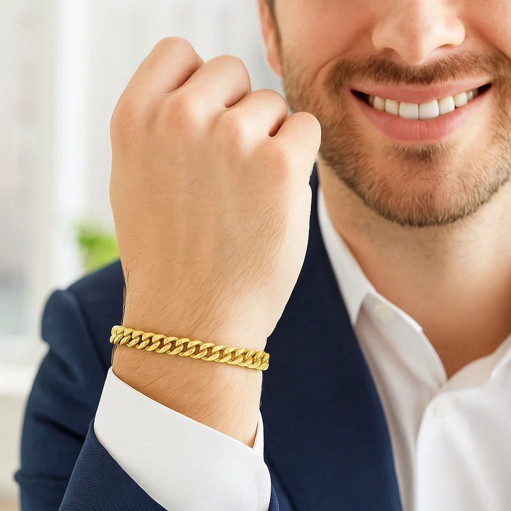 10K Yellow Gold Classic Miami Cuban Solid Bracelet (6.10mm) – True Pure Gold