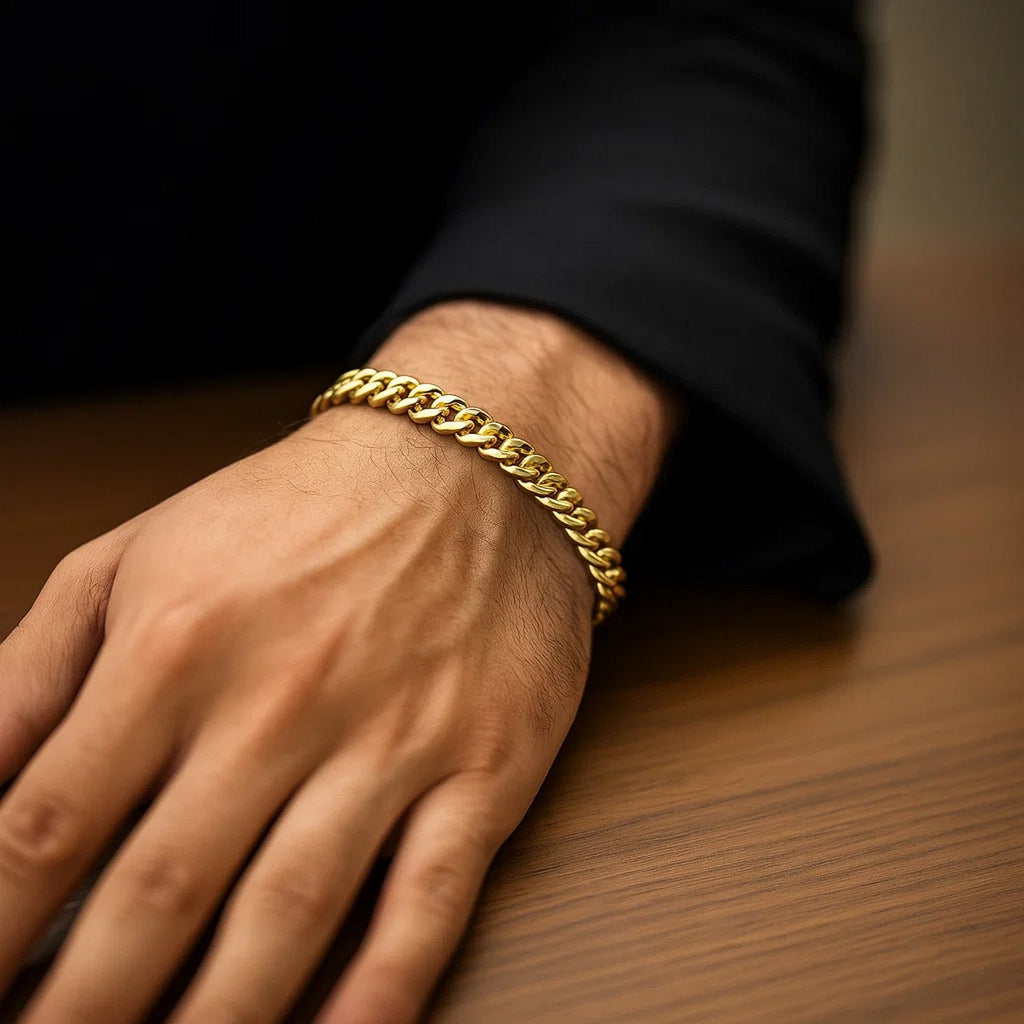 10K Yellow Gold Classic Miami Cuban Solid Bracelet (6.10mm) – True Pure Gold