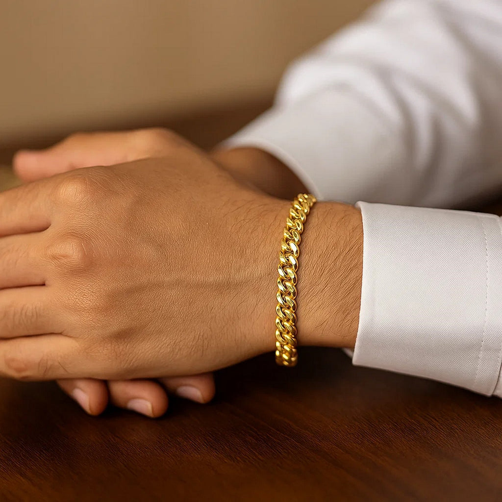 10K Yellow Gold Classic Miami Cuban Solid Bracelet (6.10mm) – True Pure Gold