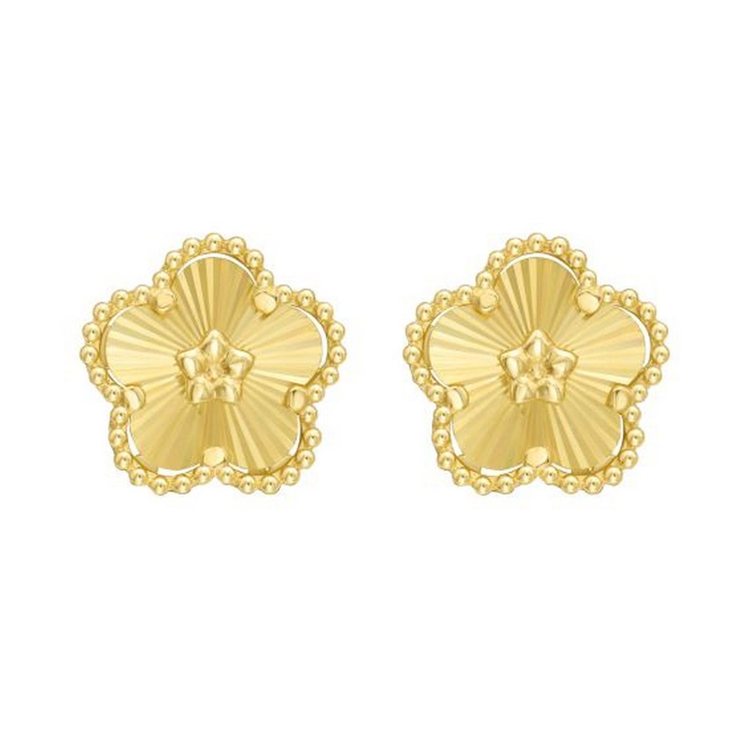 14K Yellow Gold Textured Daisy Earrings