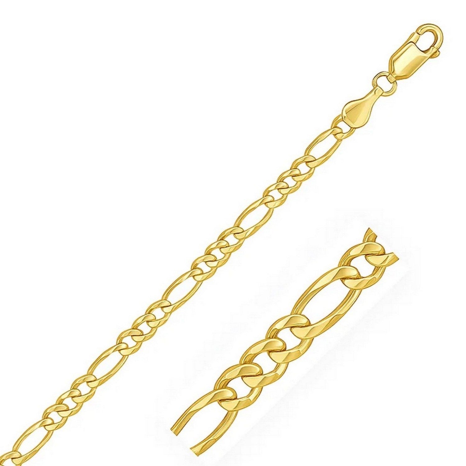 14K Yellow Gold Solid Figaro Chain – 7.00mm, Solid Gold