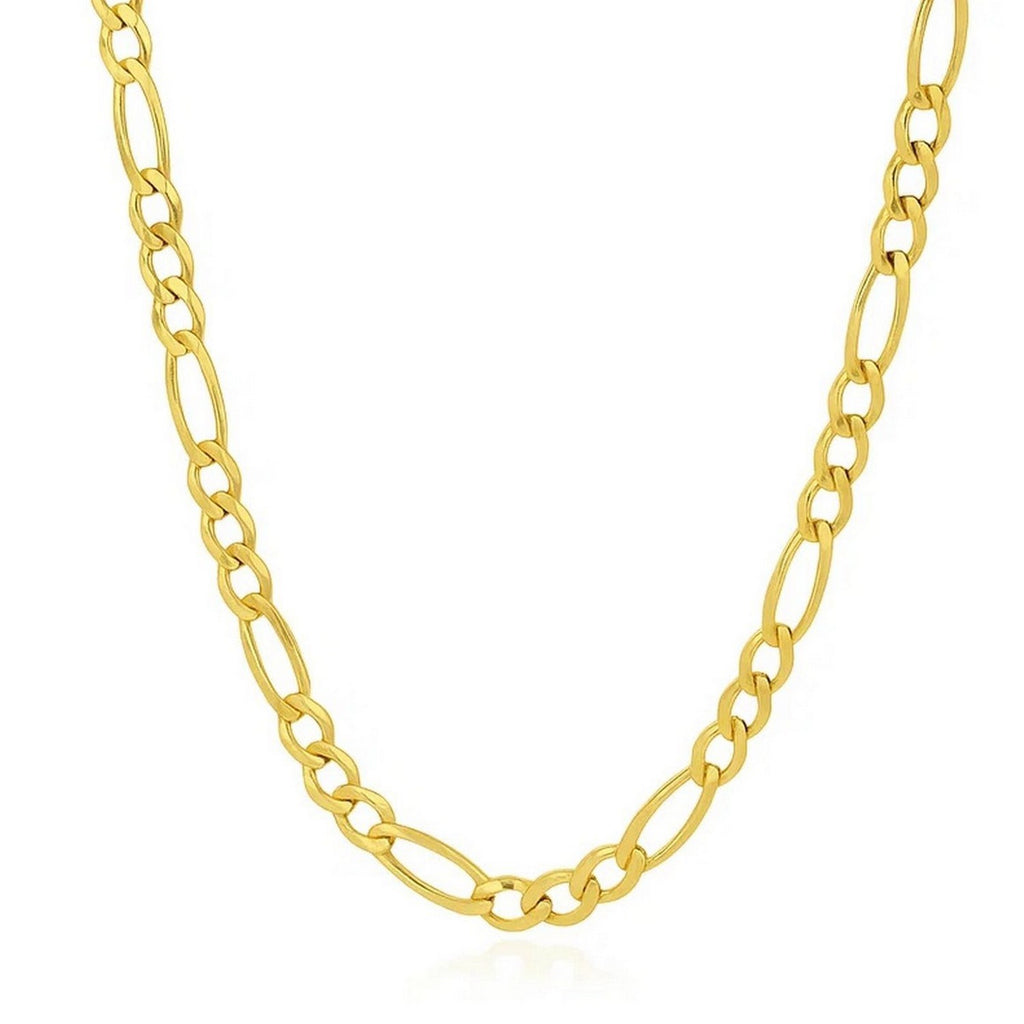 14K Yellow Gold Solid Figaro Chain – 7.00mm, Solid Gold