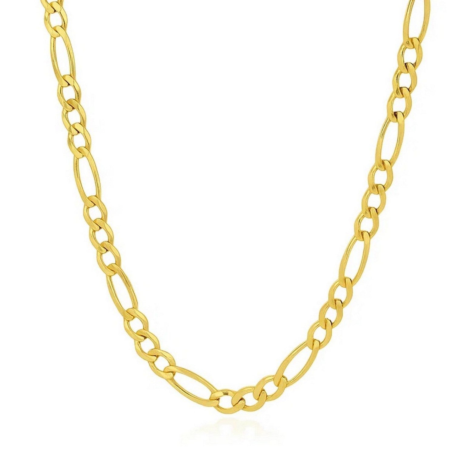 14K Yellow Gold Solid Figaro Chain – 7.00mm, Solid Gold