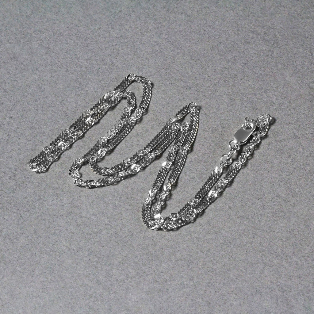 14K White Gold Singapore Chain Necklace (2.10 mm)