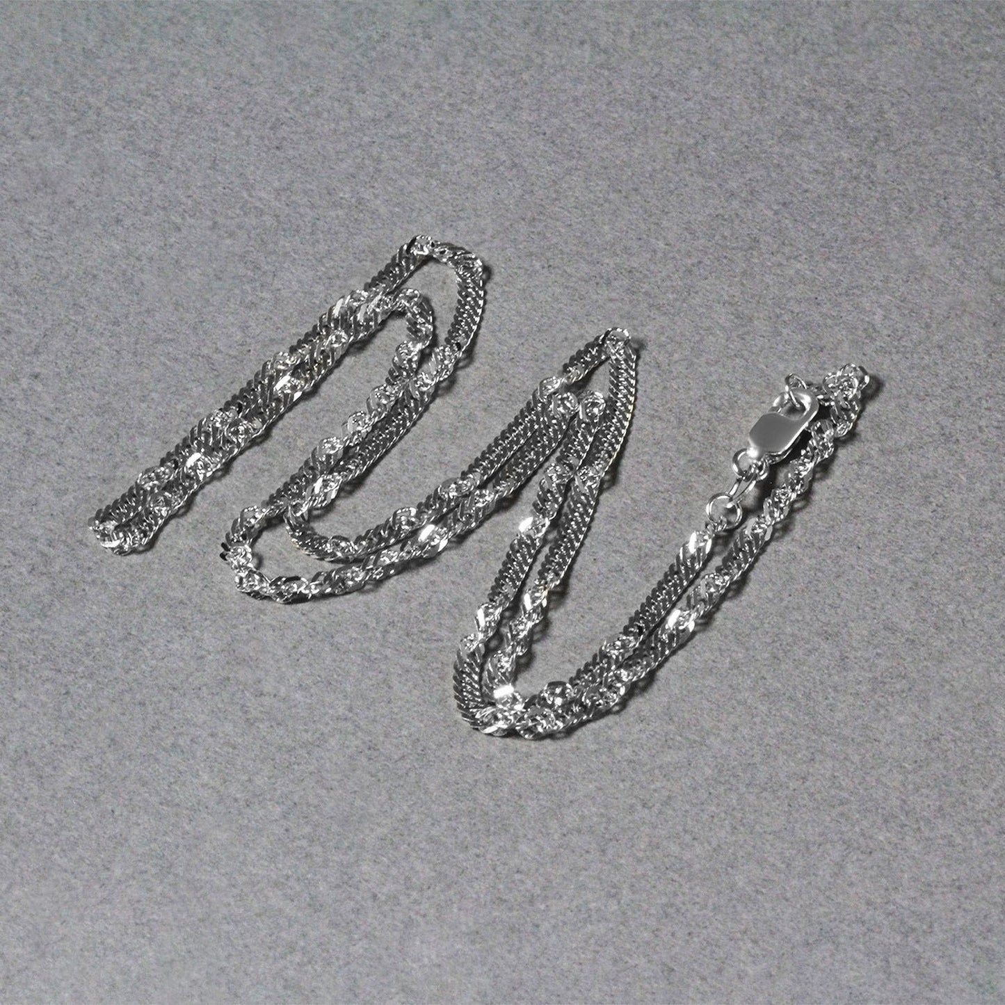 14K White Gold Singapore Chain Necklace (2.10 mm)