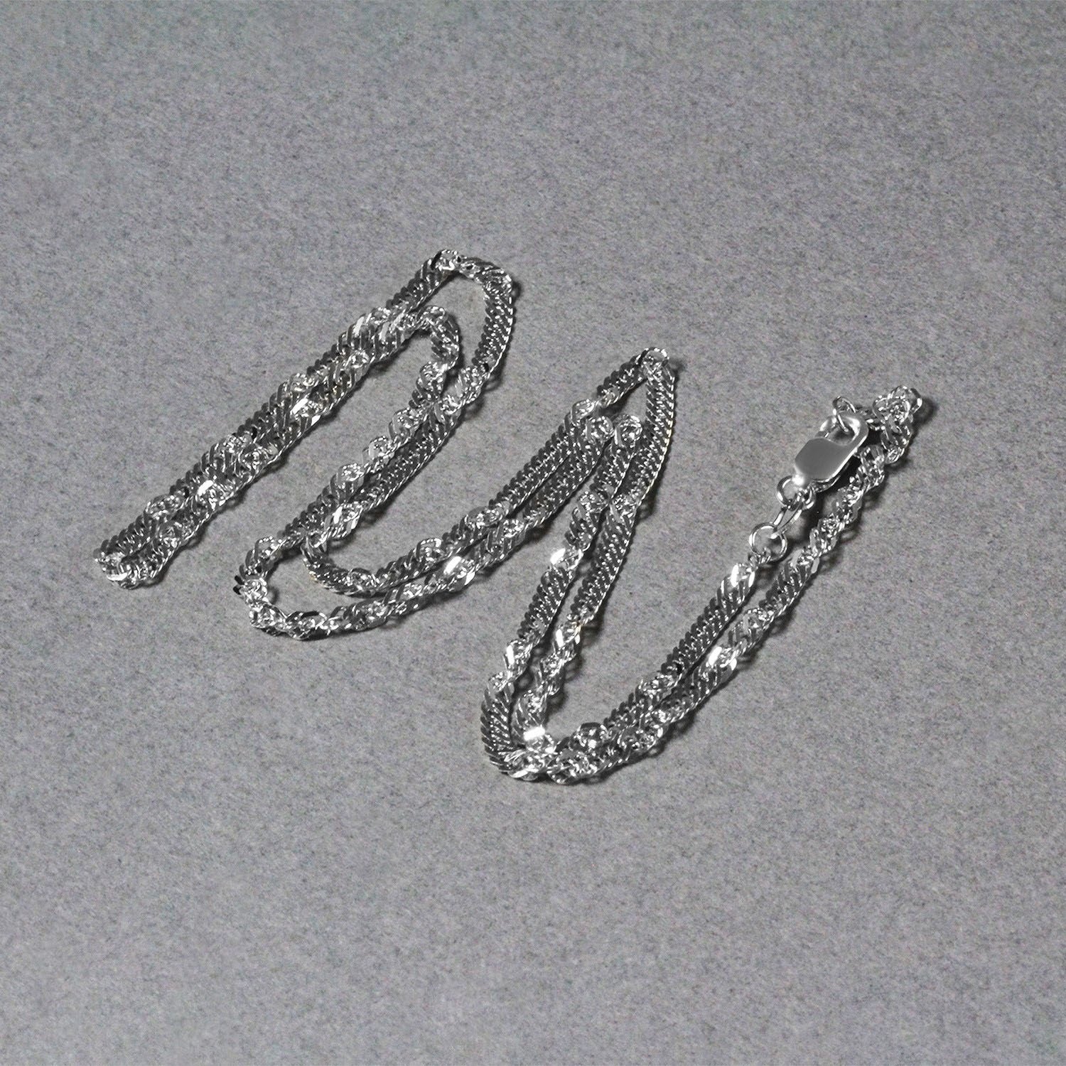 14K White Gold Singapore Chain Necklace (2.10 mm)