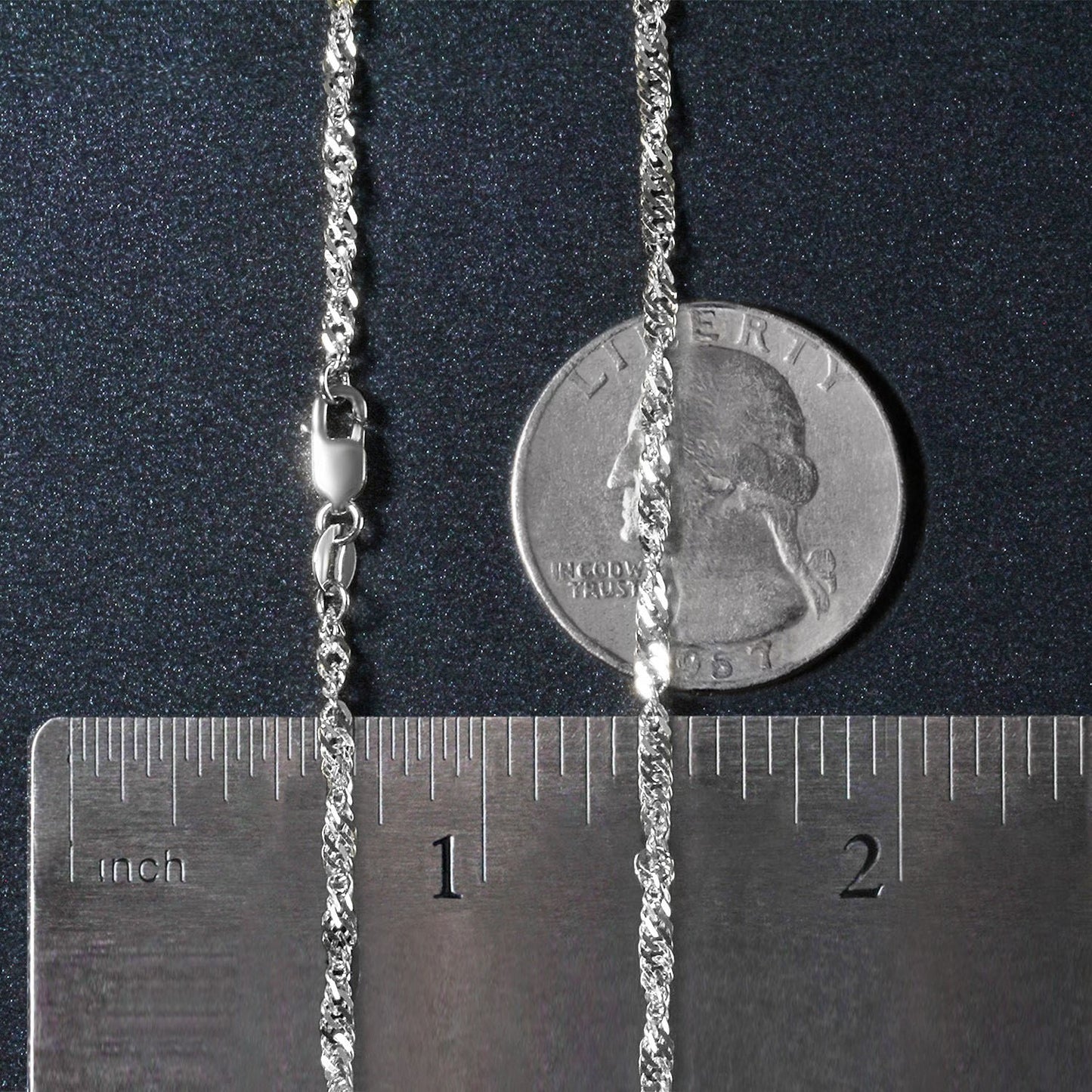 14K White Gold Singapore Chain Necklace (2.10 mm)