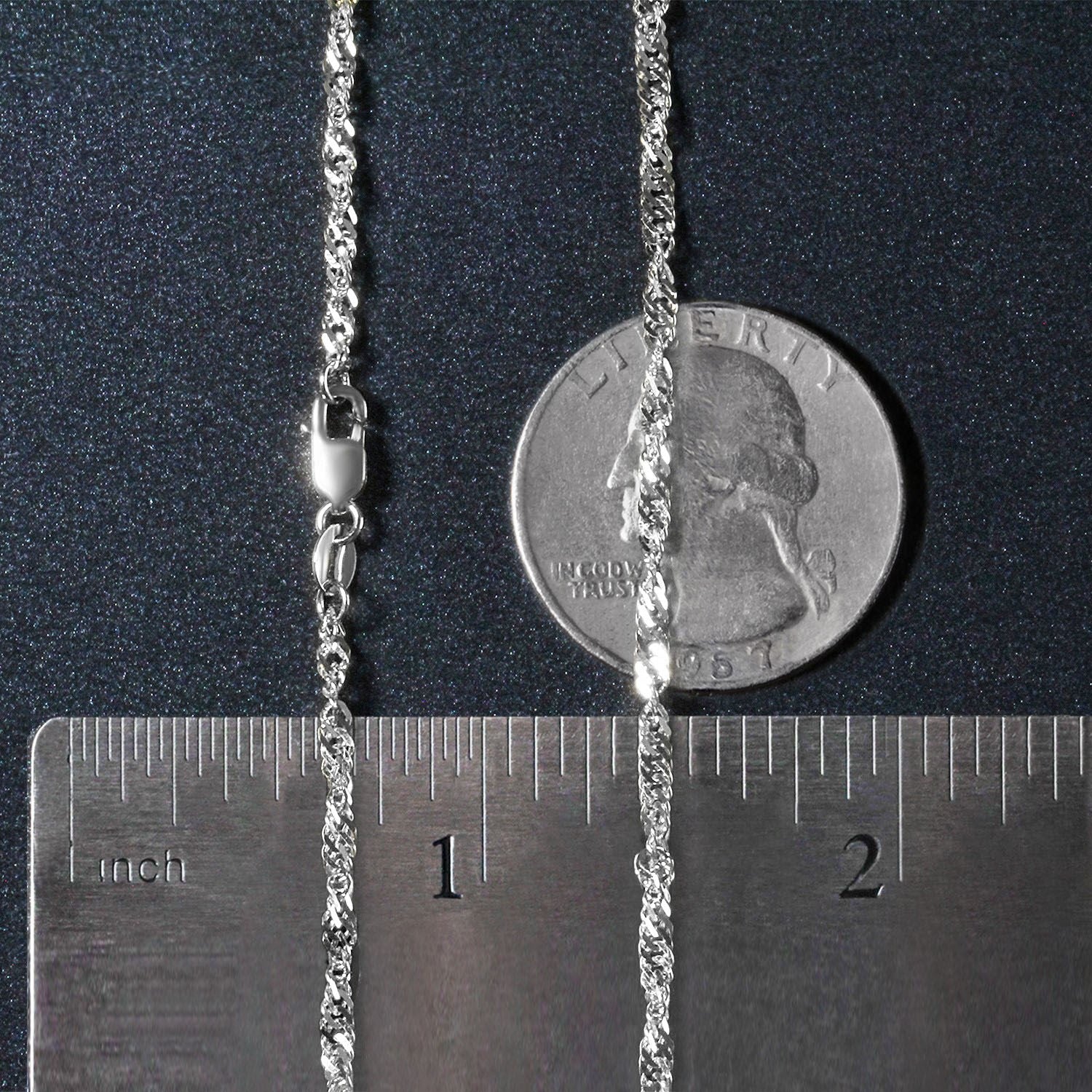 14K White Gold Singapore Chain Necklace (2.10 mm)