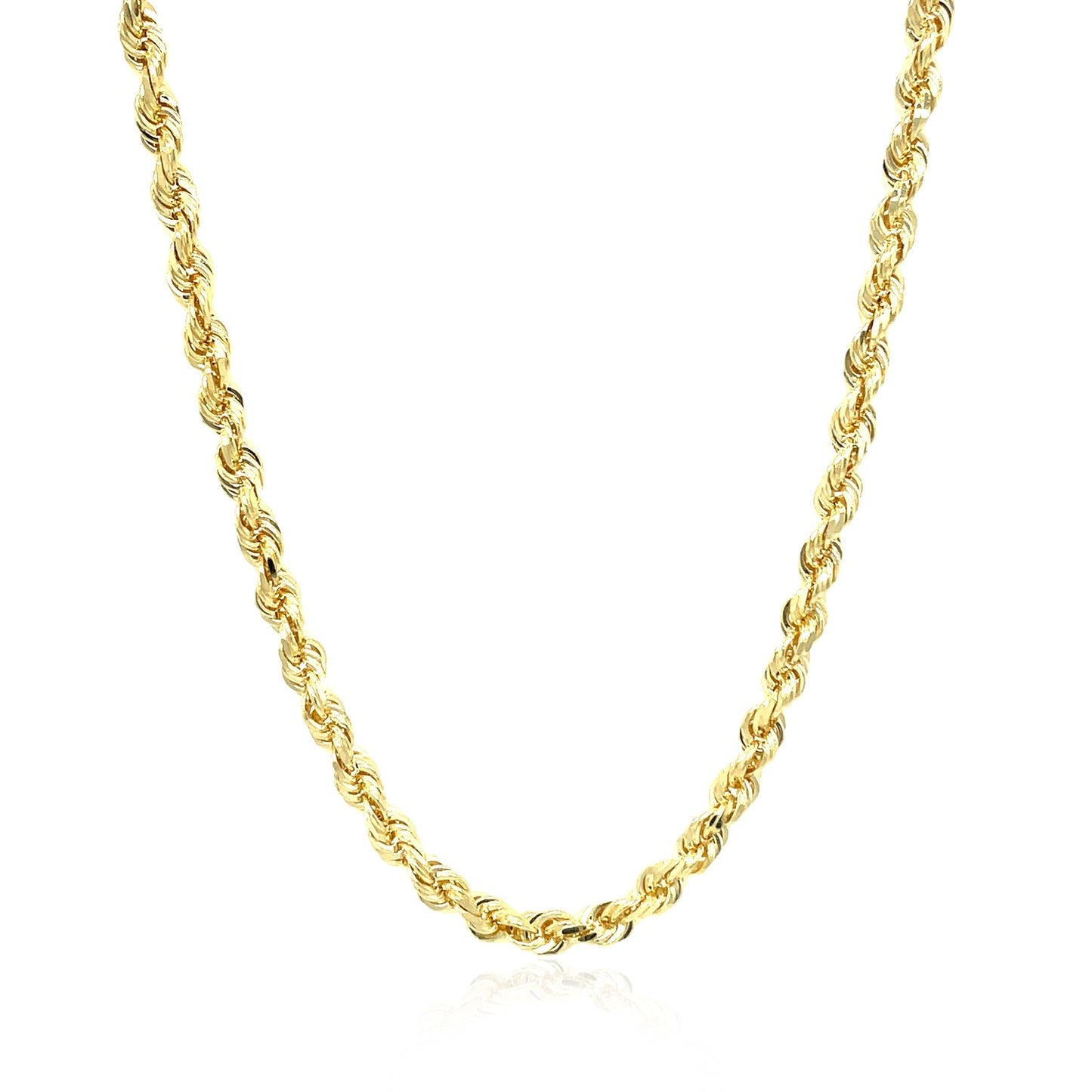 10K Yellow Gold Solid Diamond Cut Rope Chain Necklace (3.50 mm)
