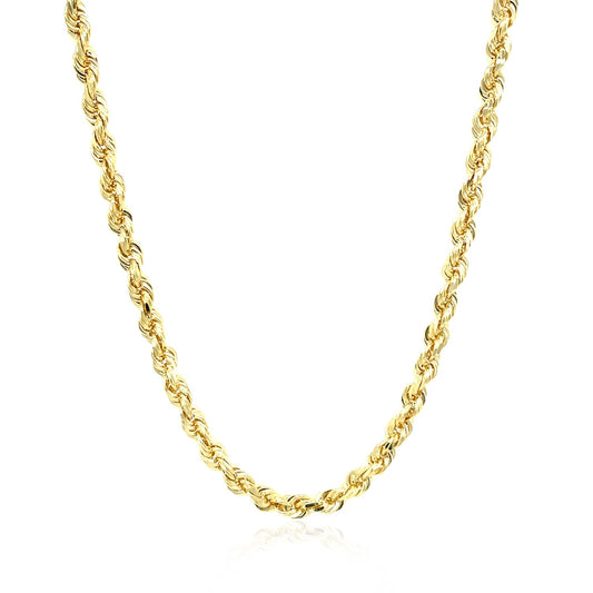 10K Yellow Gold Solid Diamond Cut Rope Chain Necklace (3.50 mm)