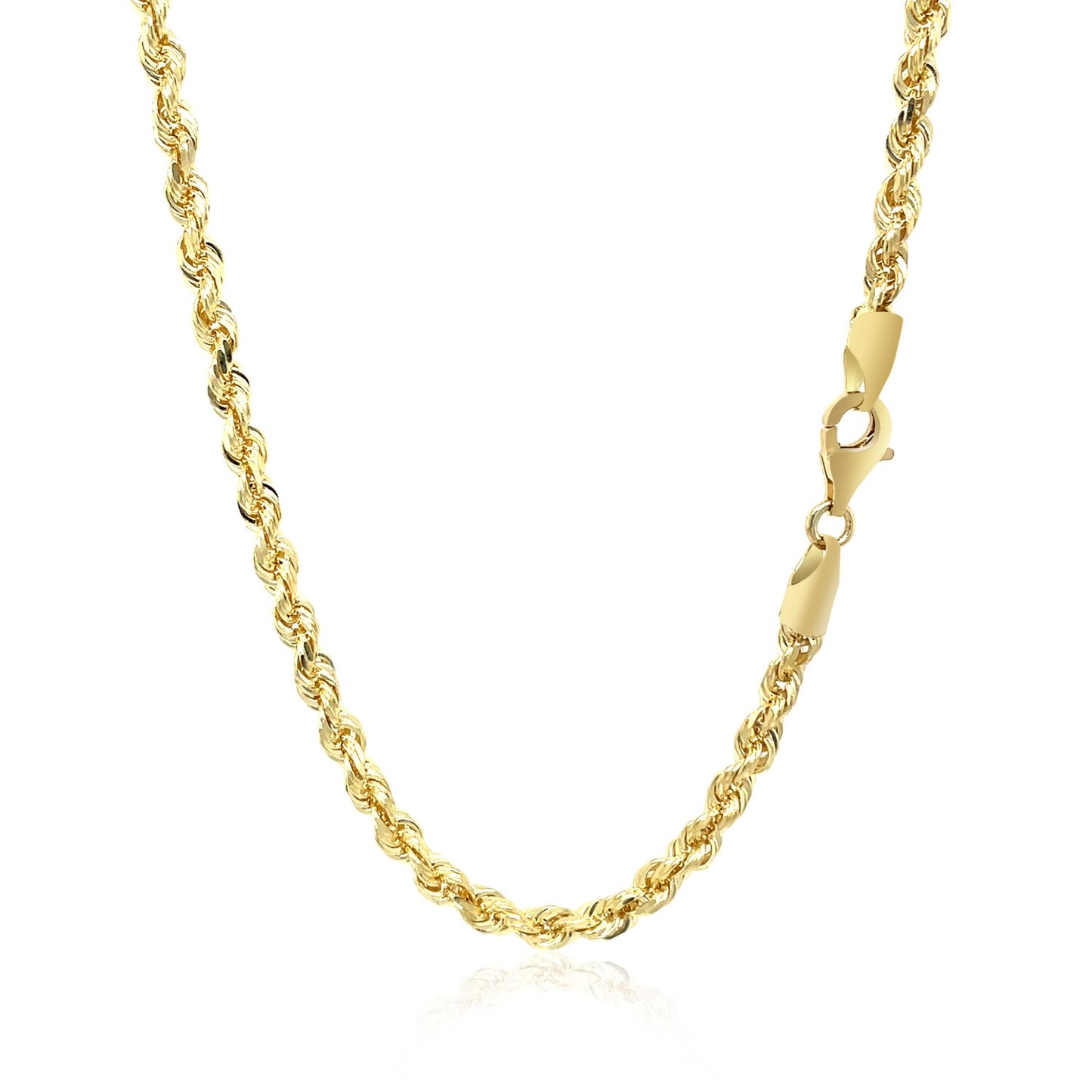 10K Yellow Gold Solid Diamond Cut Rope Chain Necklace (3.50 mm)