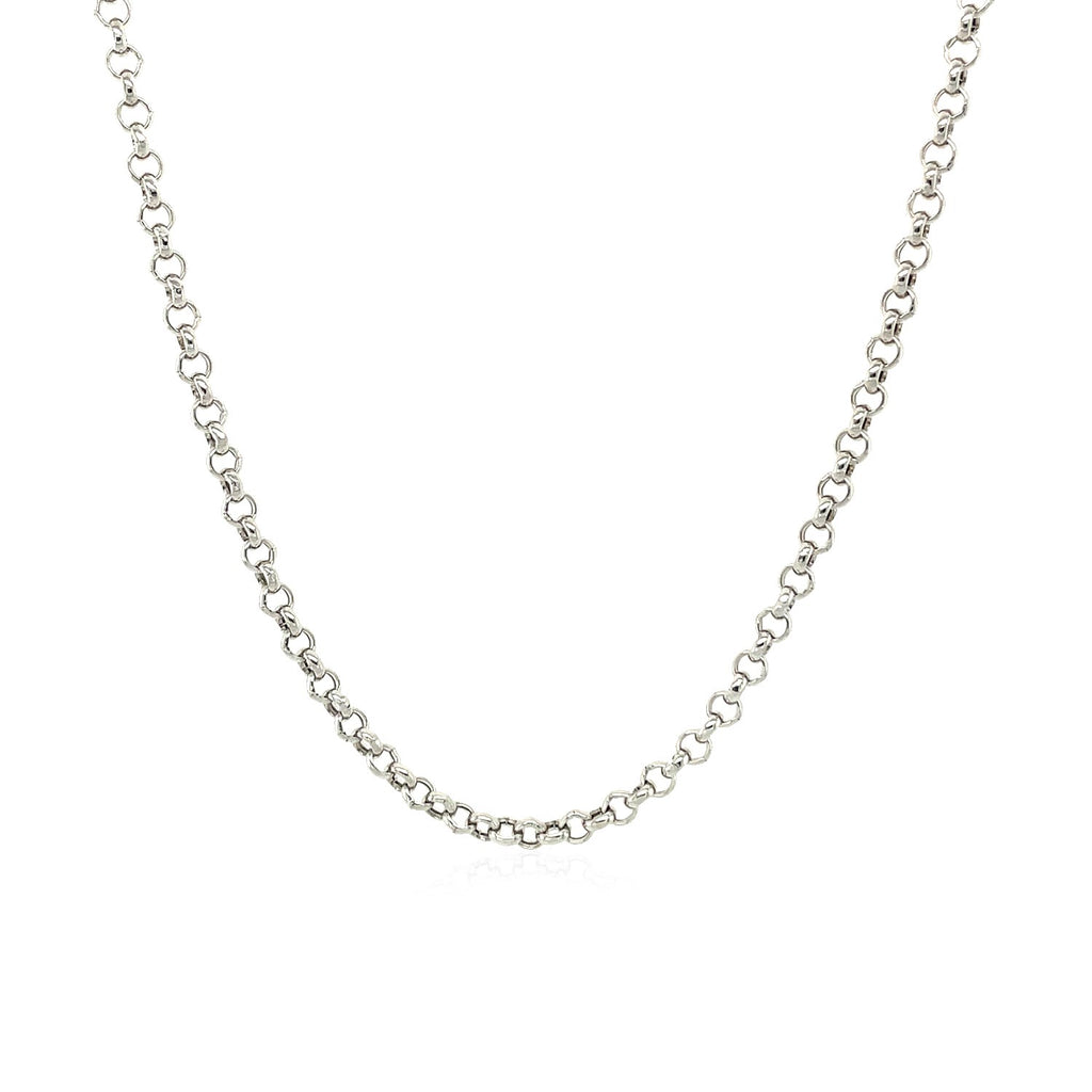 14K White Gold Rolo Chain – 2.50mm, Solid Gold