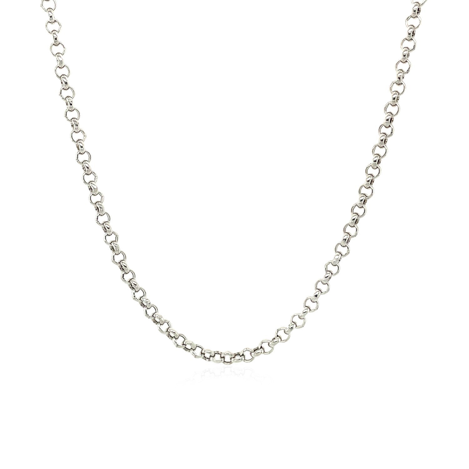 14K White Gold Rolo Chain – 2.50mm, Solid Gold