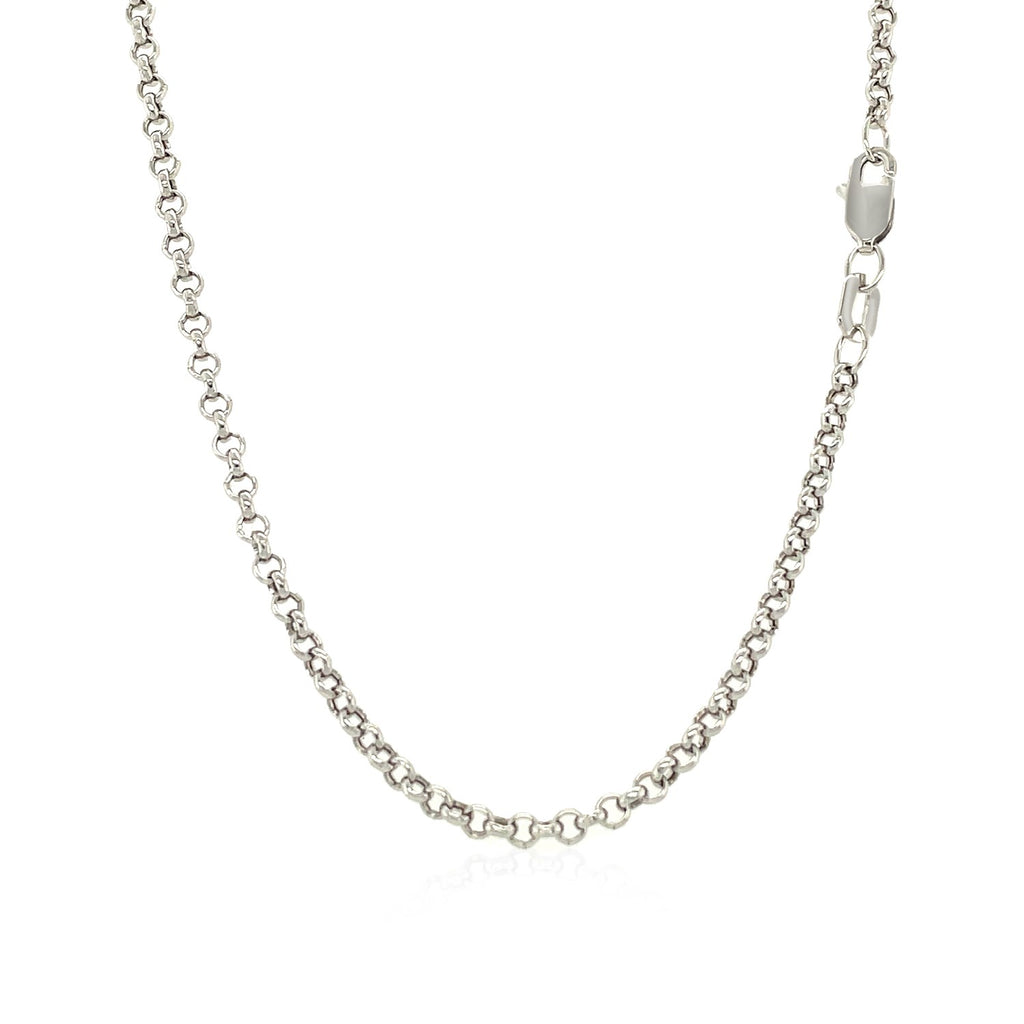 14K White Gold Rolo Chain – 2.50mm, Solid Gold