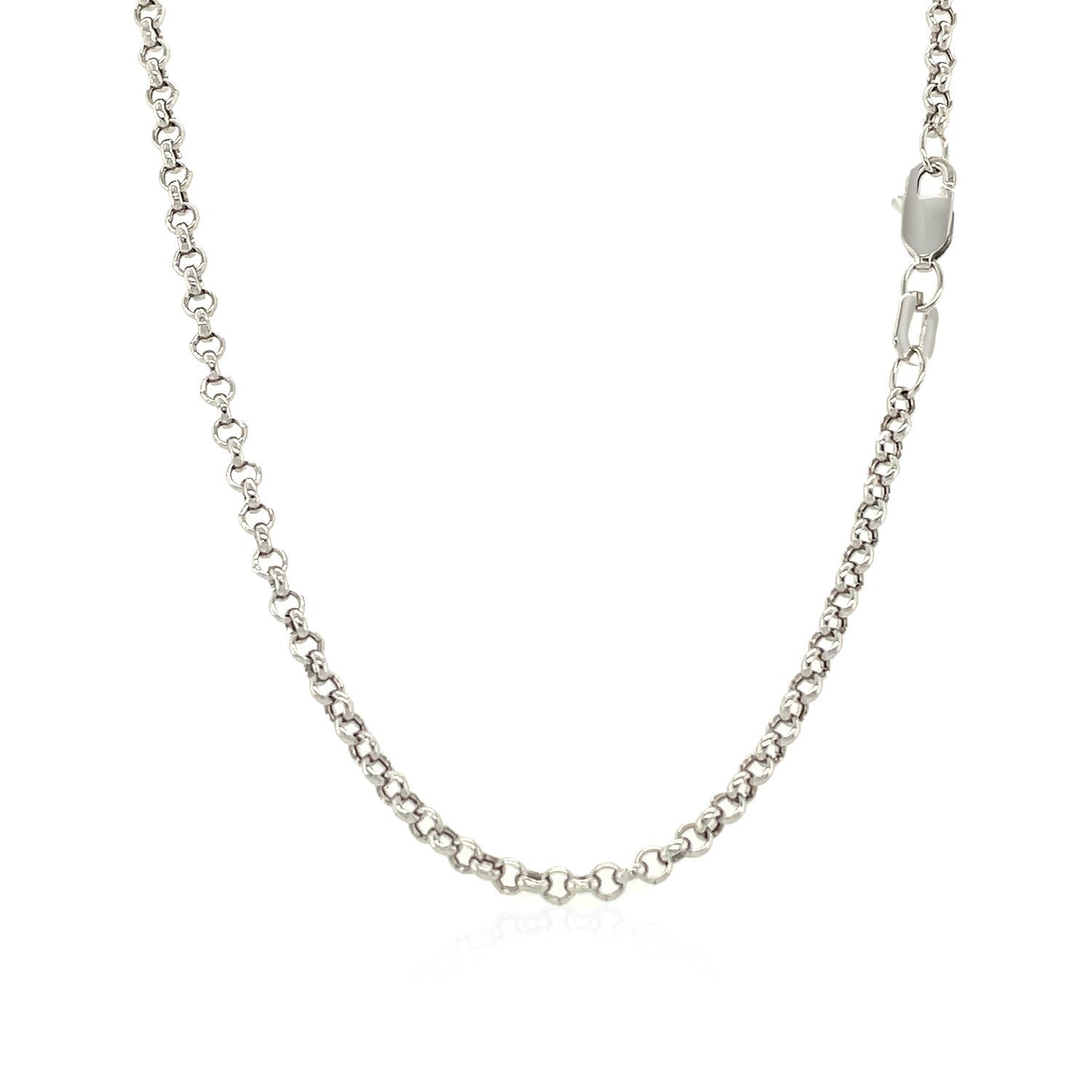 14K White Gold Rolo Chain – 2.50mm, Solid Gold