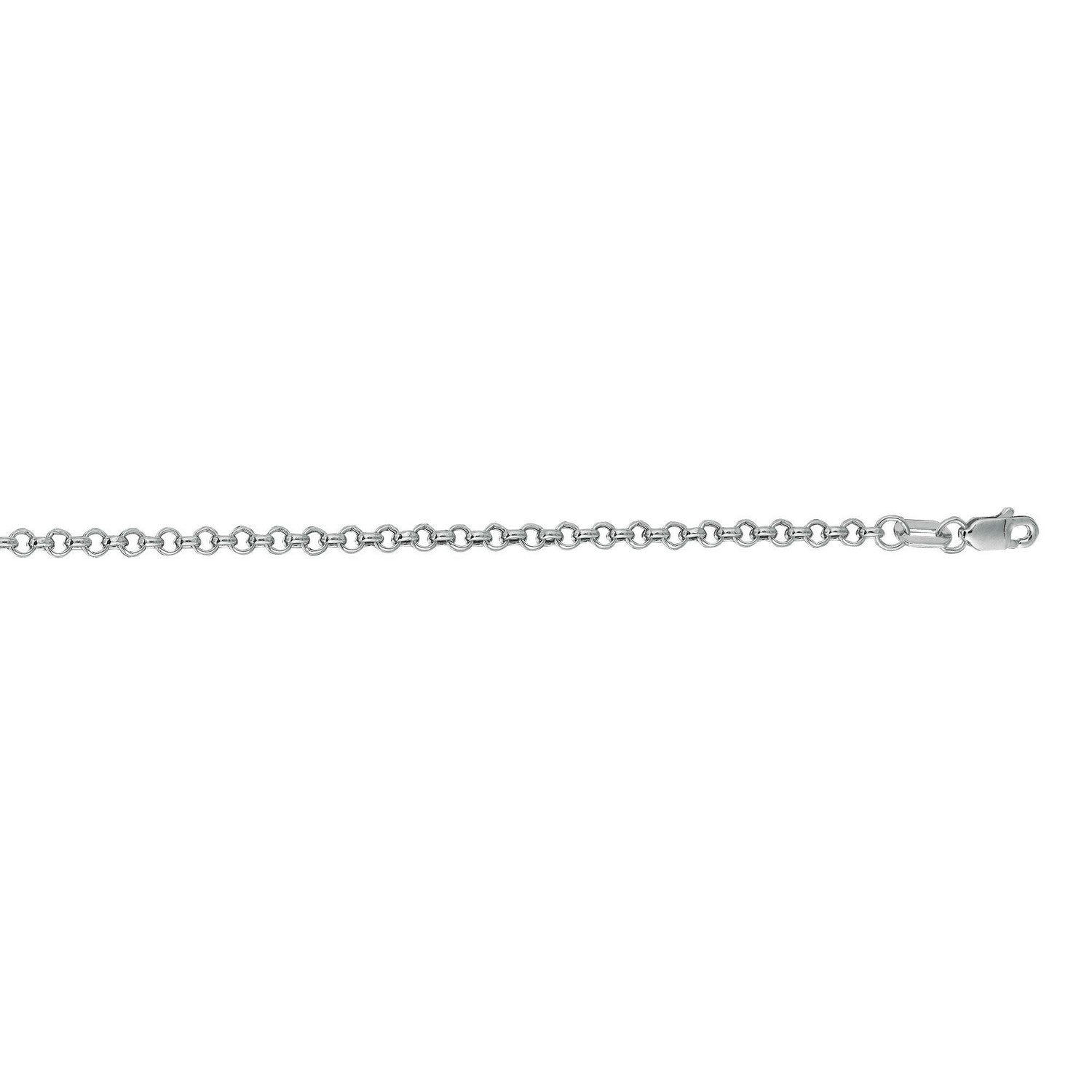 14K White Gold Rolo Chain – 2.50mm, Solid Gold