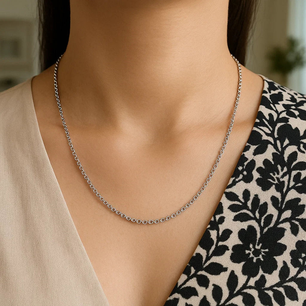 14K White Gold Rolo Chain – 2.50mm, Solid Gold