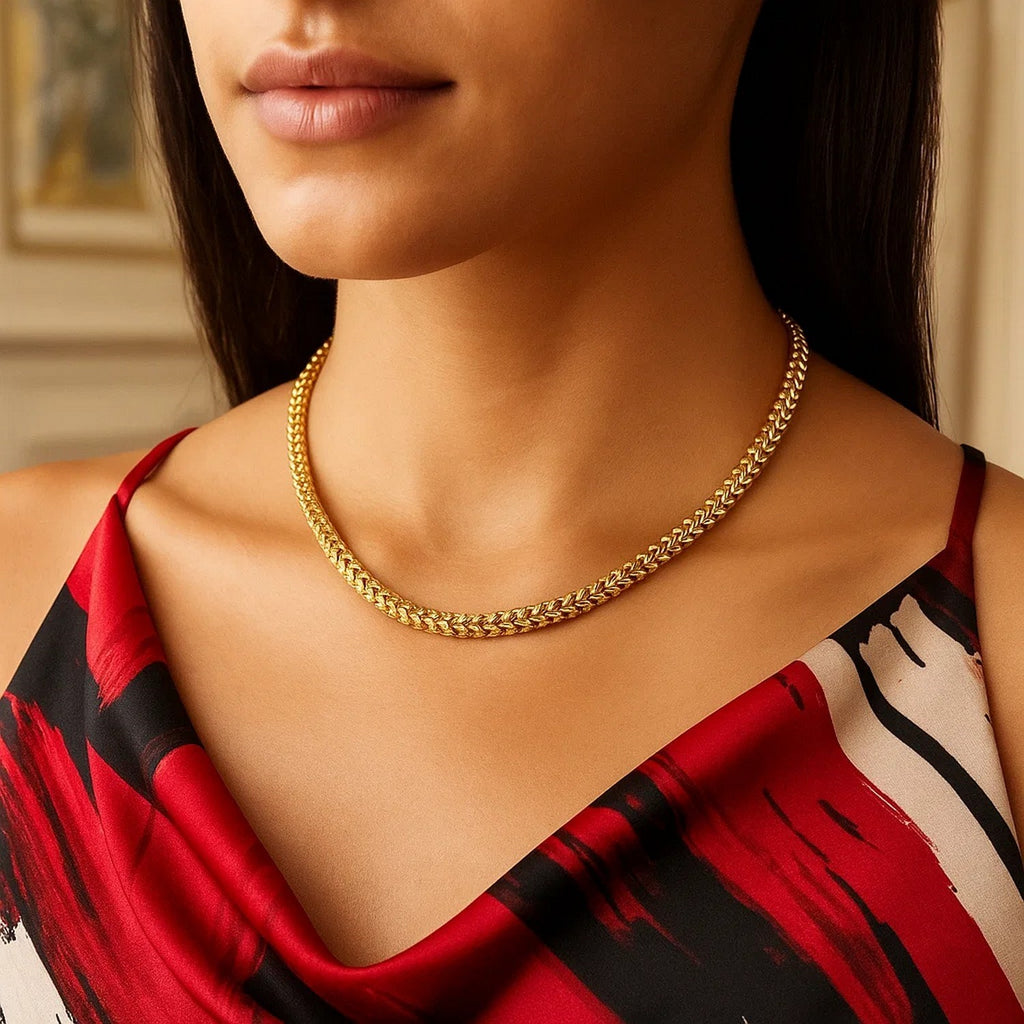 14K Yellow Gold Square Franco Chain Necklace (5.30mm)
