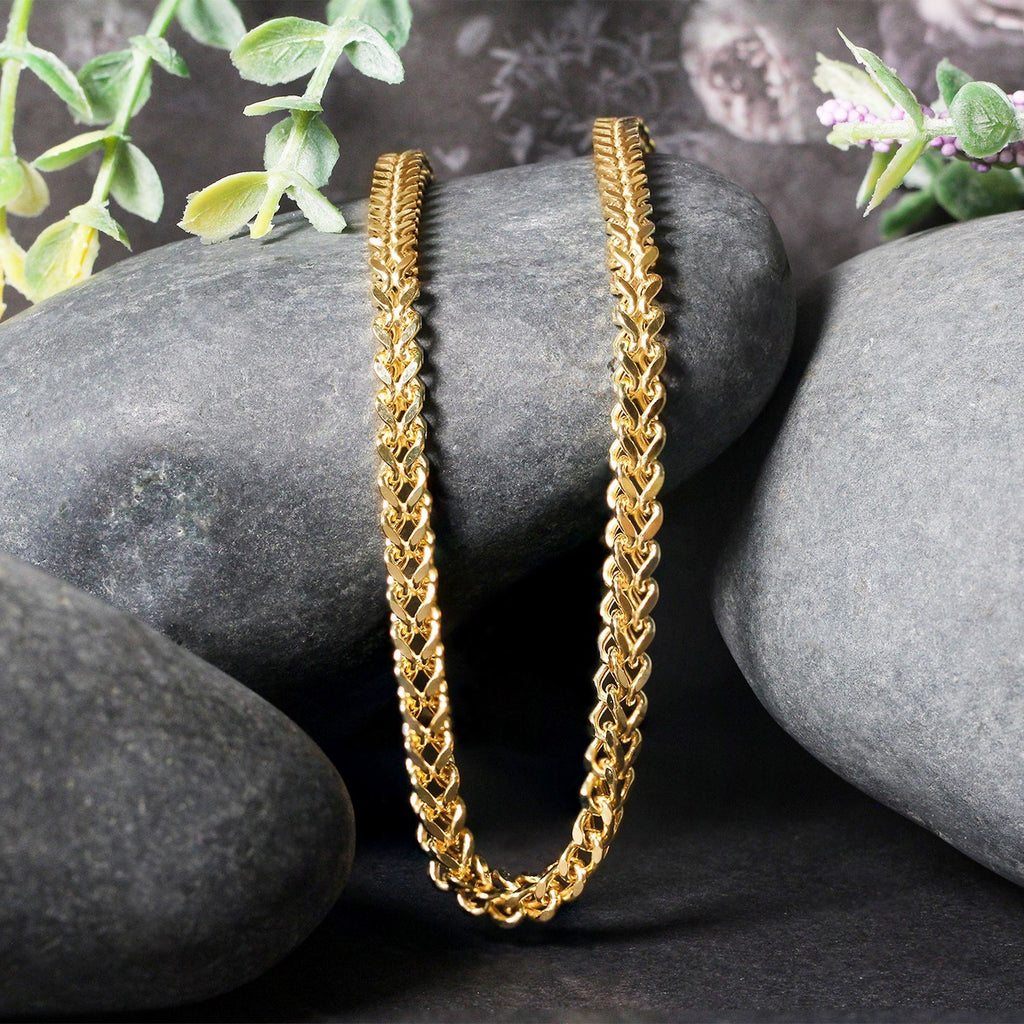 14K Yellow Gold Square Franco Chain Necklace (5.30mm)