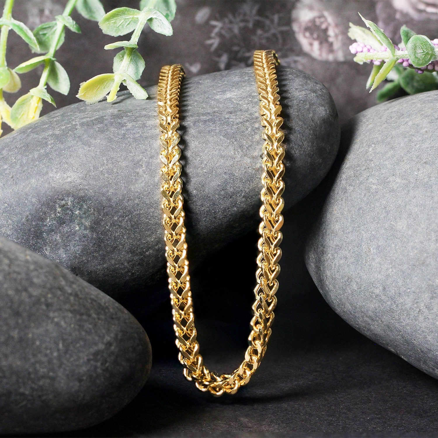 14K Yellow Gold Square Franco Chain Necklace (5.30mm)