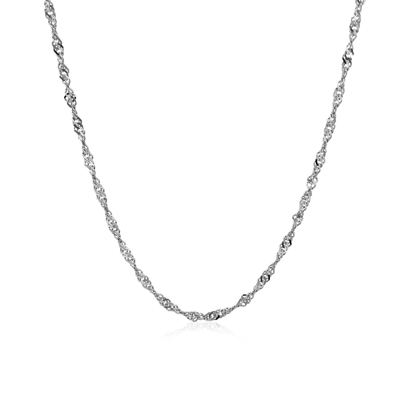 14K White Gold Singapore Chain Necklace (1.80 mm)