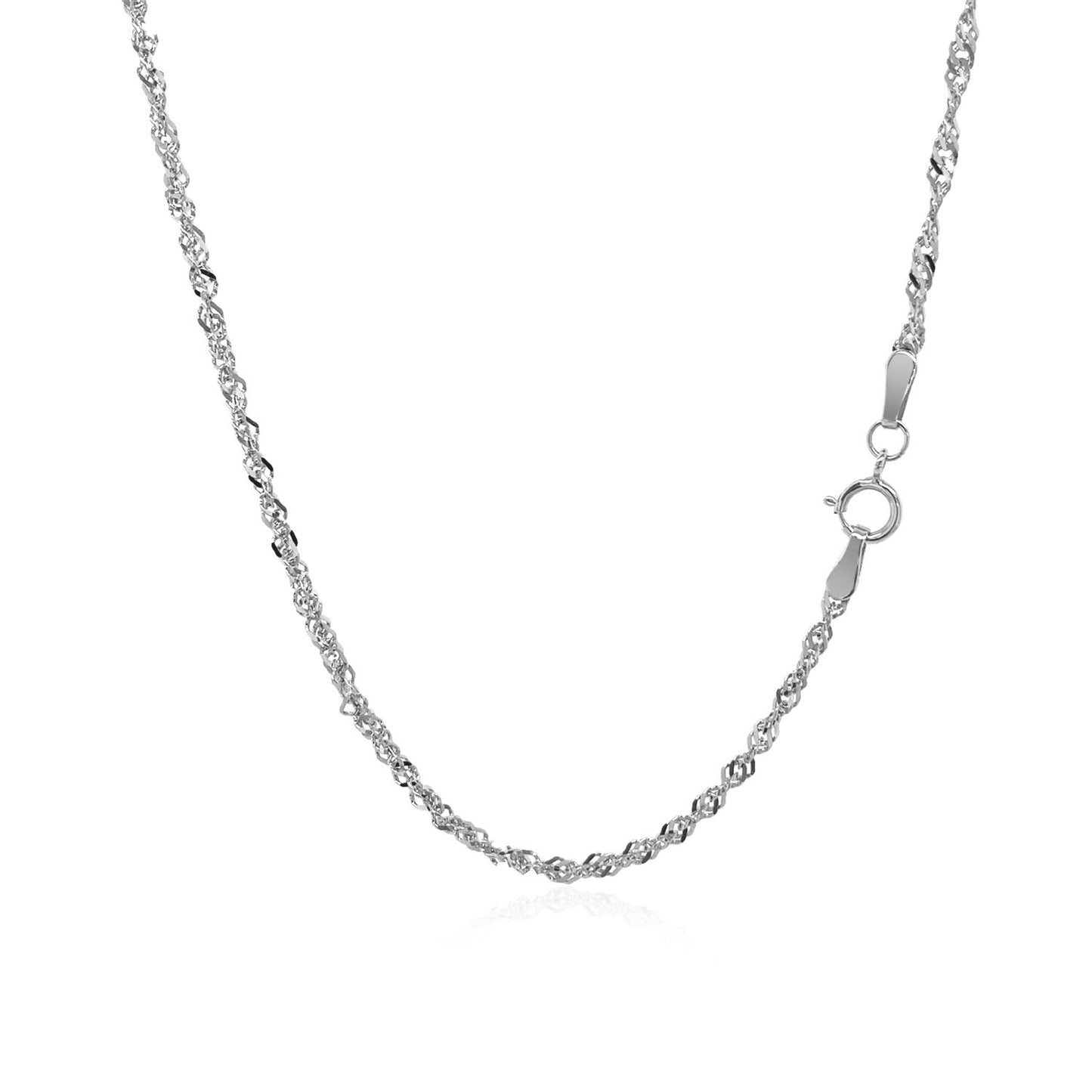 14K White Gold Singapore Chain Necklace (1.80 mm)