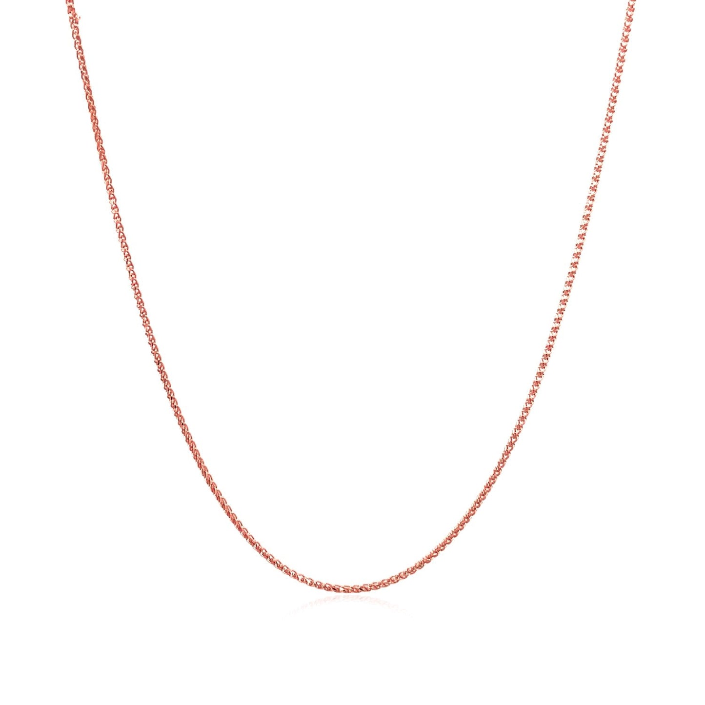 14K Rose Gold Diamond Cut Round Wheat Chain Necklace (0.70 mm)