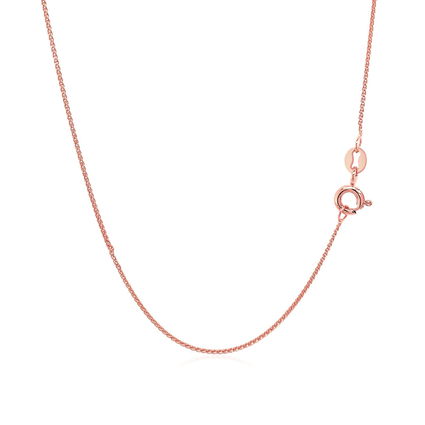 14K Rose Gold Diamond Cut Round Wheat Chain Necklace (0.70 mm)