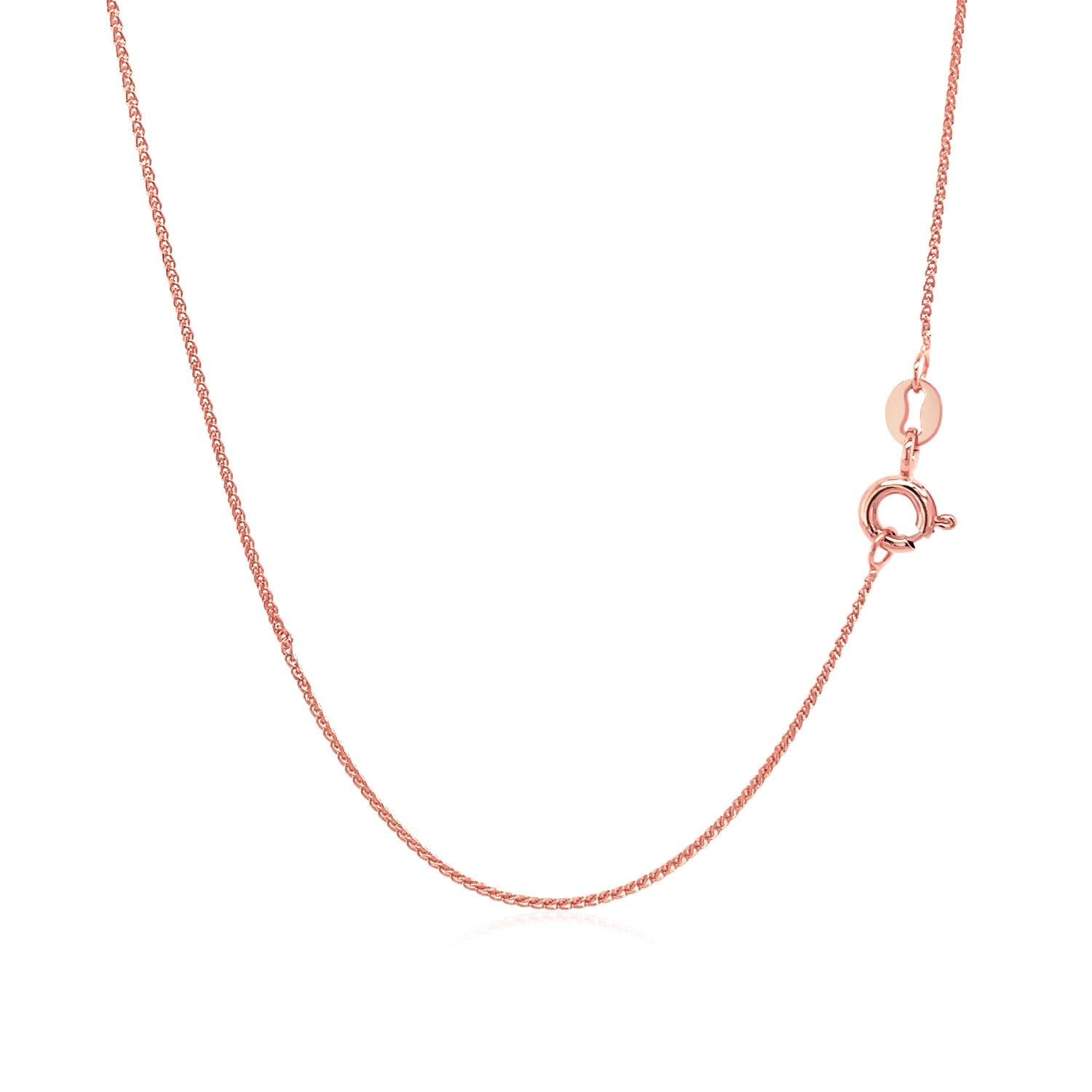 14K Rose Gold Diamond Cut Round Wheat Chain – 0.70mm, Solid Gold