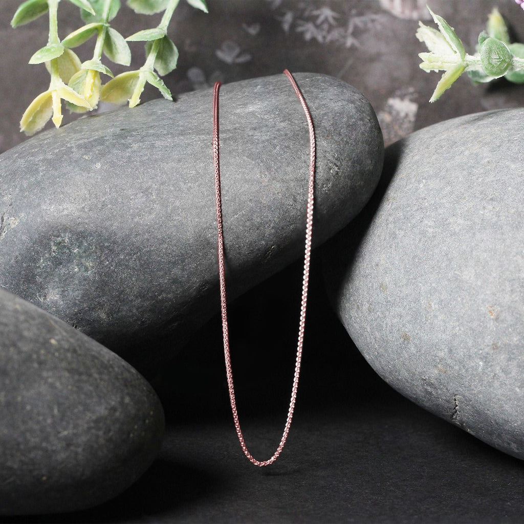 14K Rose Gold Diamond Cut Round Wheat Chain – 0.70mm, Solid Gold