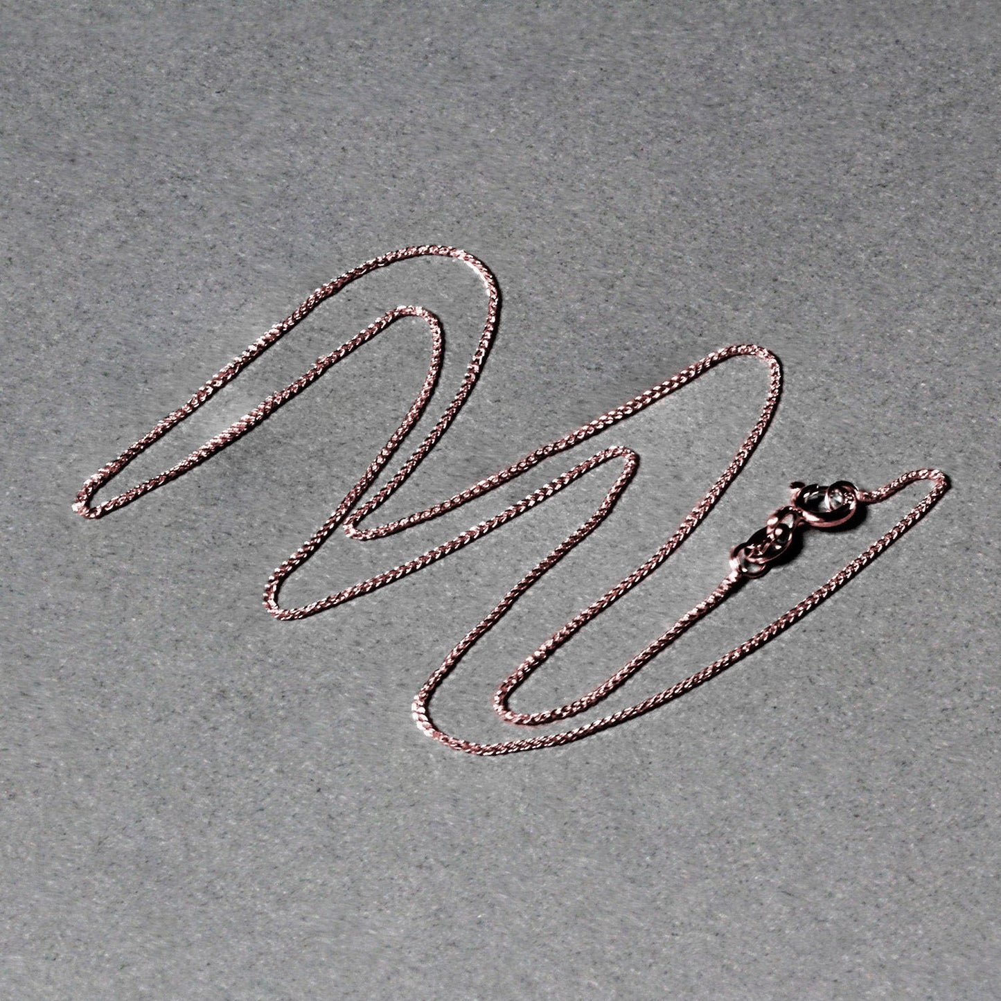 14K Rose Gold Diamond Cut Round Wheat Chain Necklace (0.70 mm)