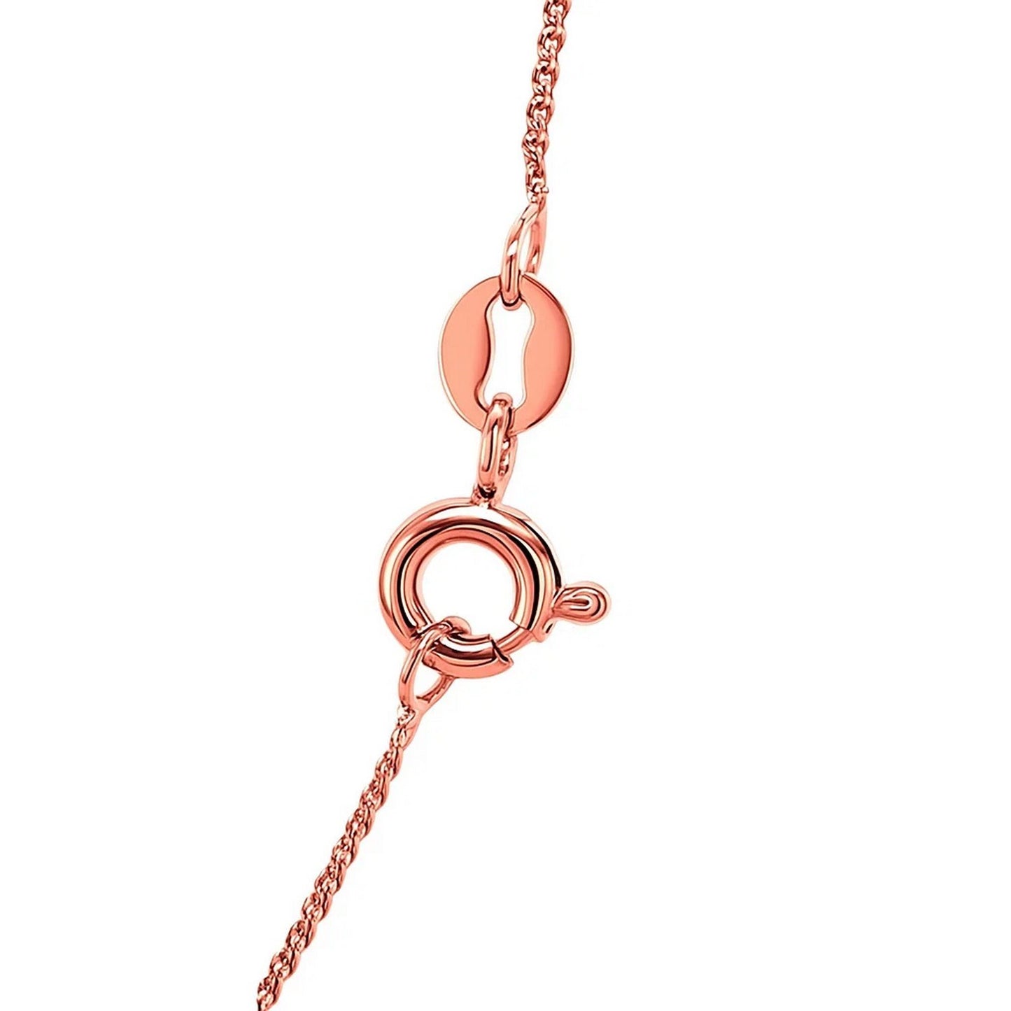 14K Rose Gold Diamond Cut Round Wheat Chain Necklace (0.70 mm)