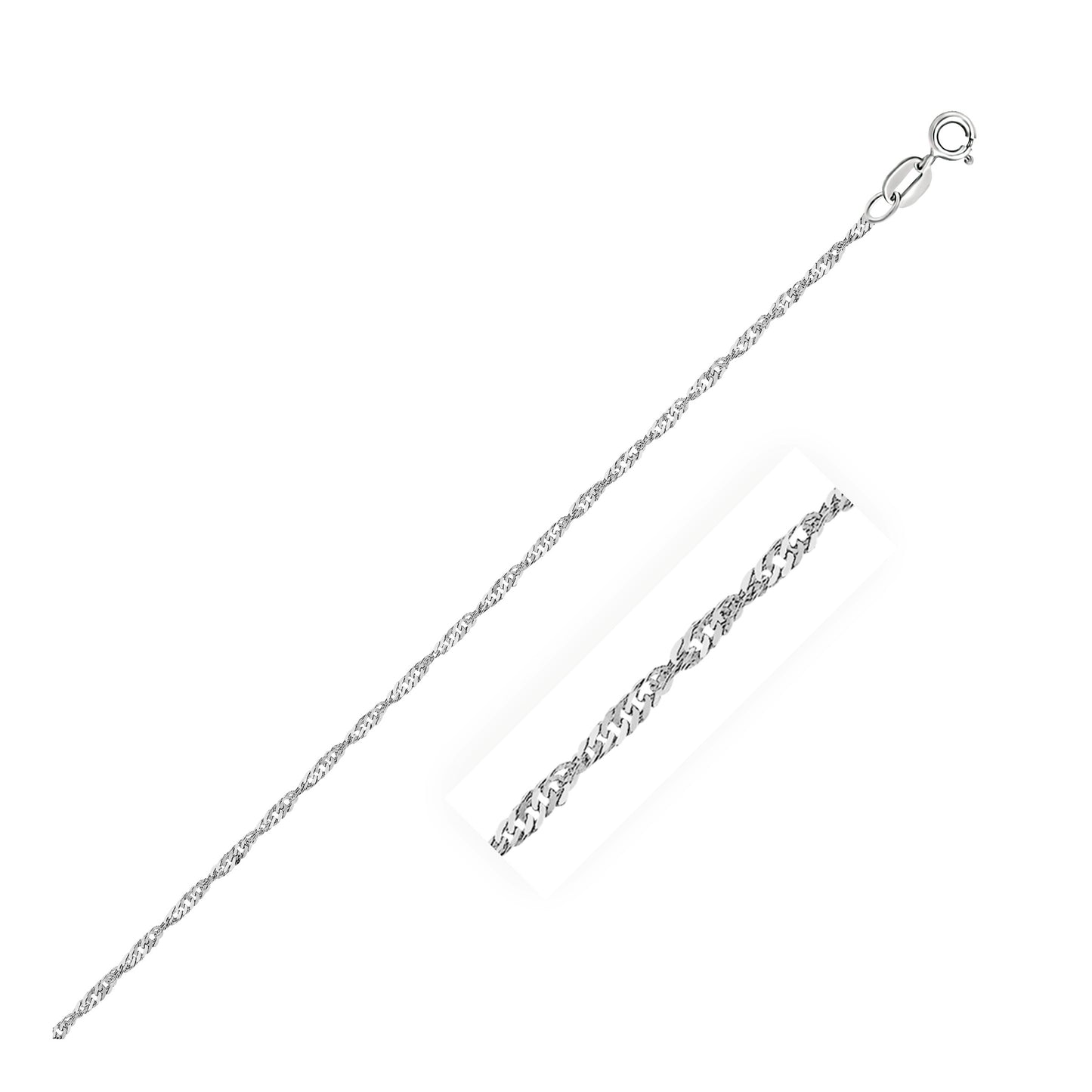 14K White Gold Singapore Chain Necklace (1.30 mm)