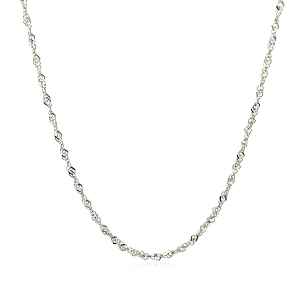 14K White Gold Singapore Chain Necklace (1.30 mm)