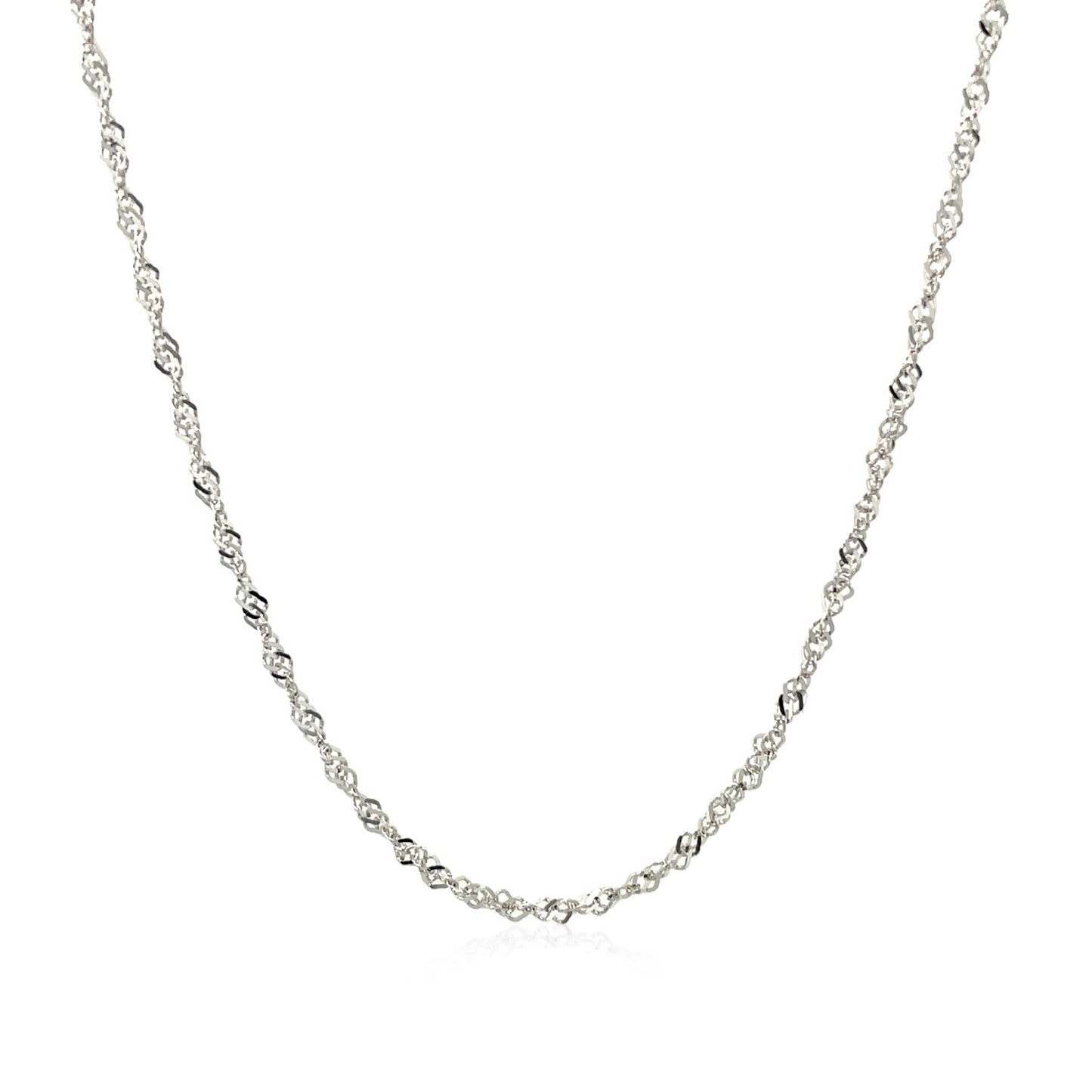 14K White Gold Singapore Chain Necklace (1.30 mm)
