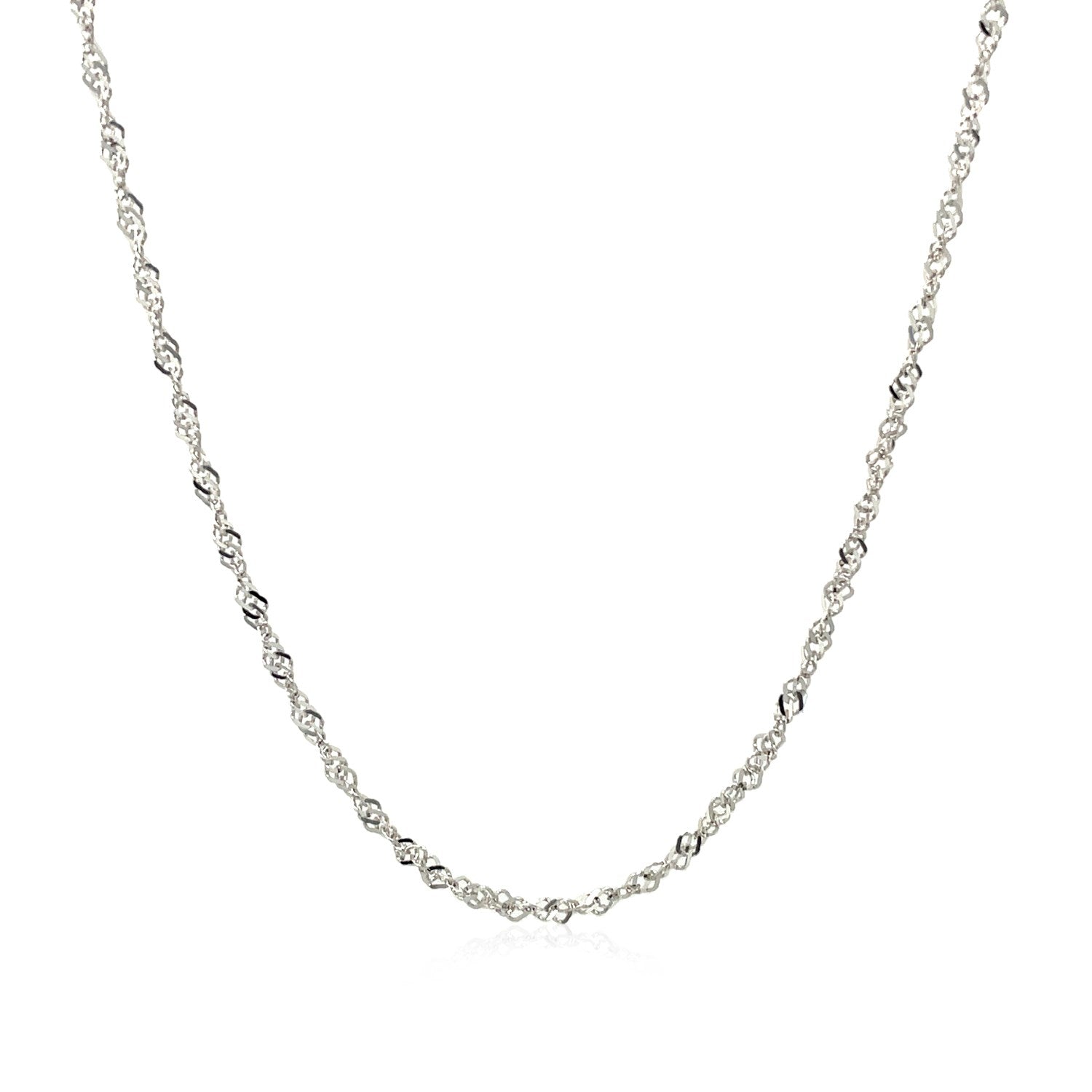 14K White Gold Singapore Chain Necklace (1.30 mm)