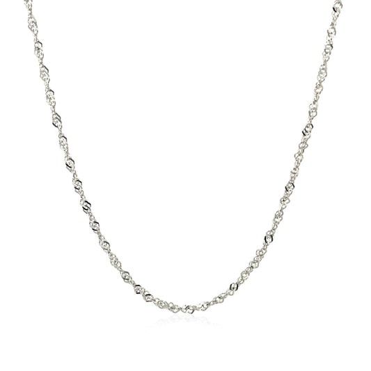 14K White Gold Singapore Chain Necklace (1.30 mm)