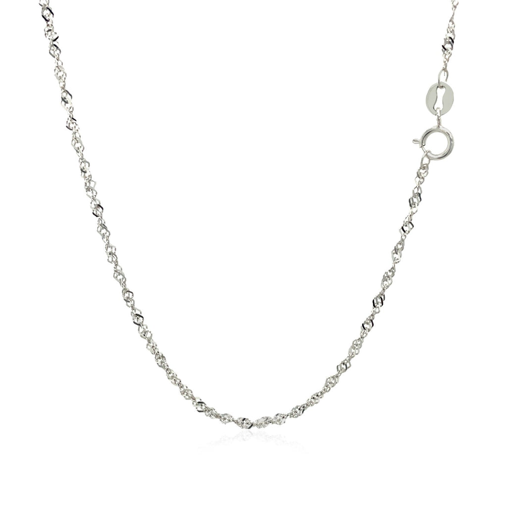 14K White Gold Singapore Chain Necklace (1.30 mm)