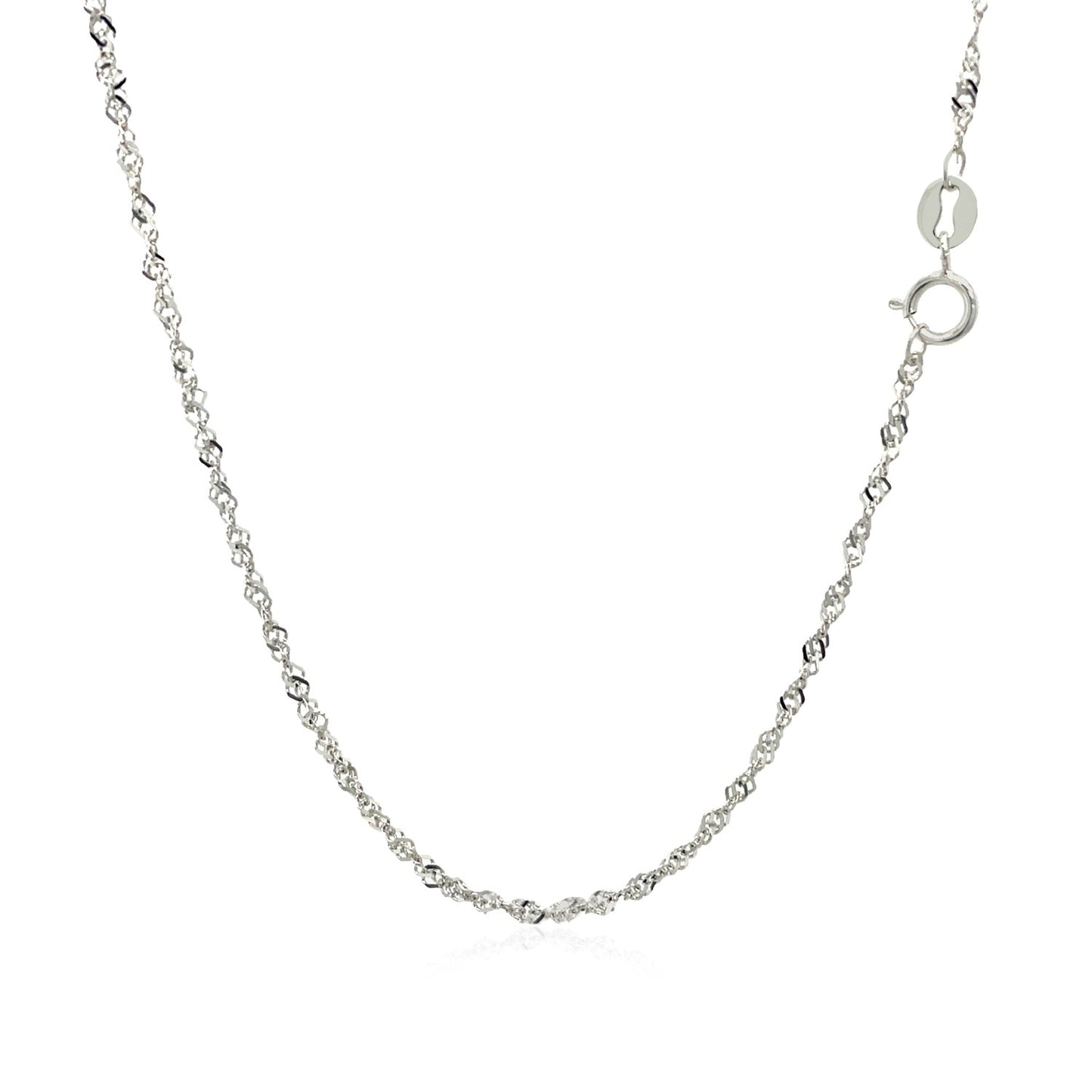 14K White Gold Singapore Chain Necklace (1.30 mm)