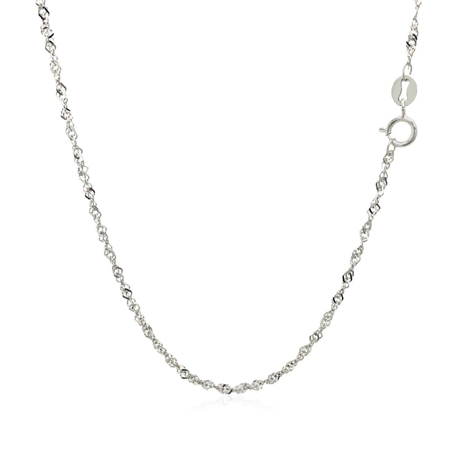 14K White Gold Singapore Chain Necklace (1.30 mm)