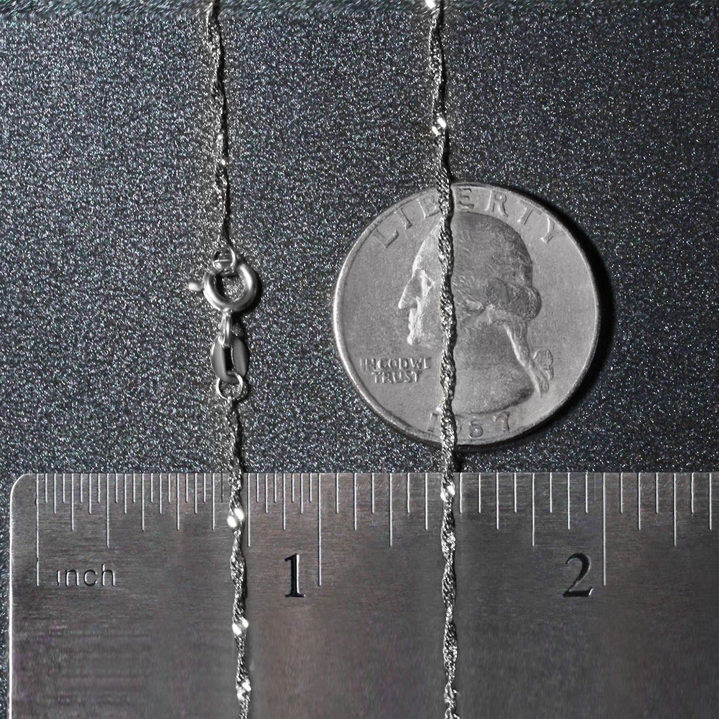14K White Gold Singapore Chain Necklace (1.30 mm)