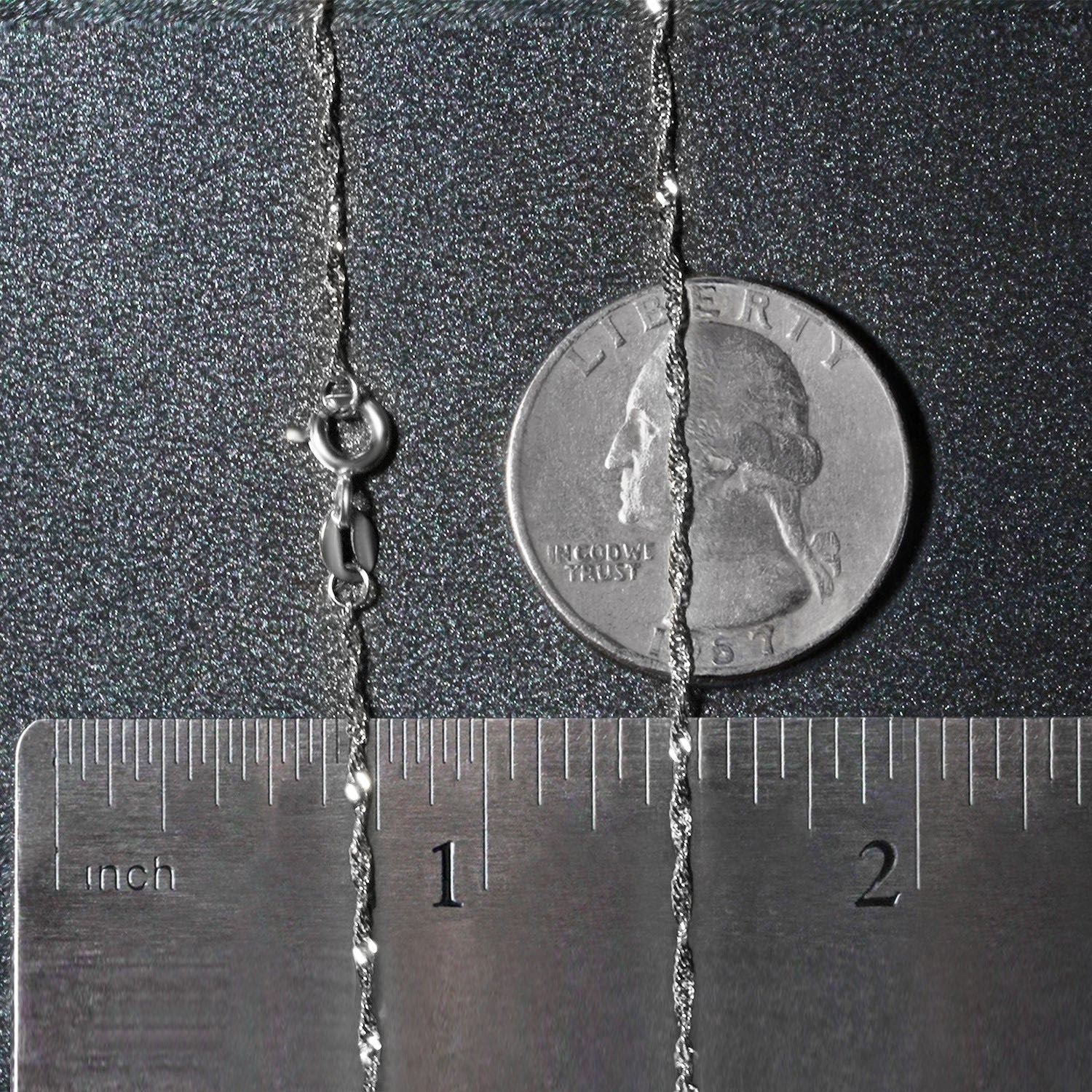 14K White Gold Singapore Chain Necklace (1.30 mm)
