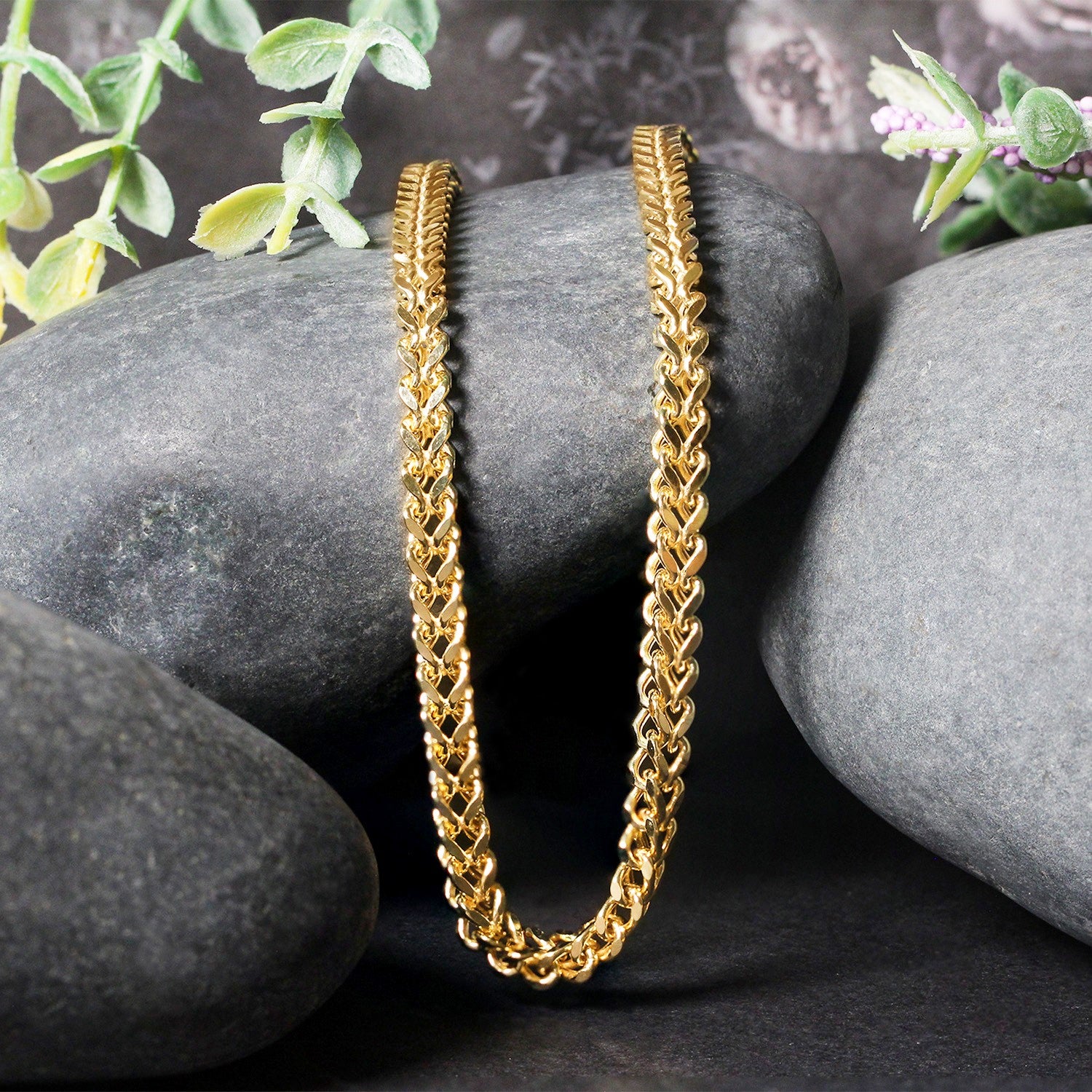 14K Yellow Gold Square Franco Chain Necklace (4.40mm)