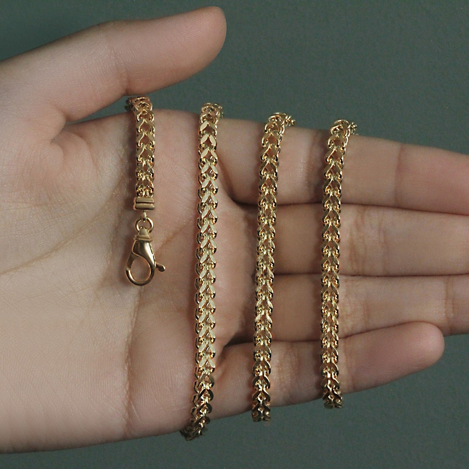 14K Yellow Gold Square Franco Chain Necklace (4.40mm)