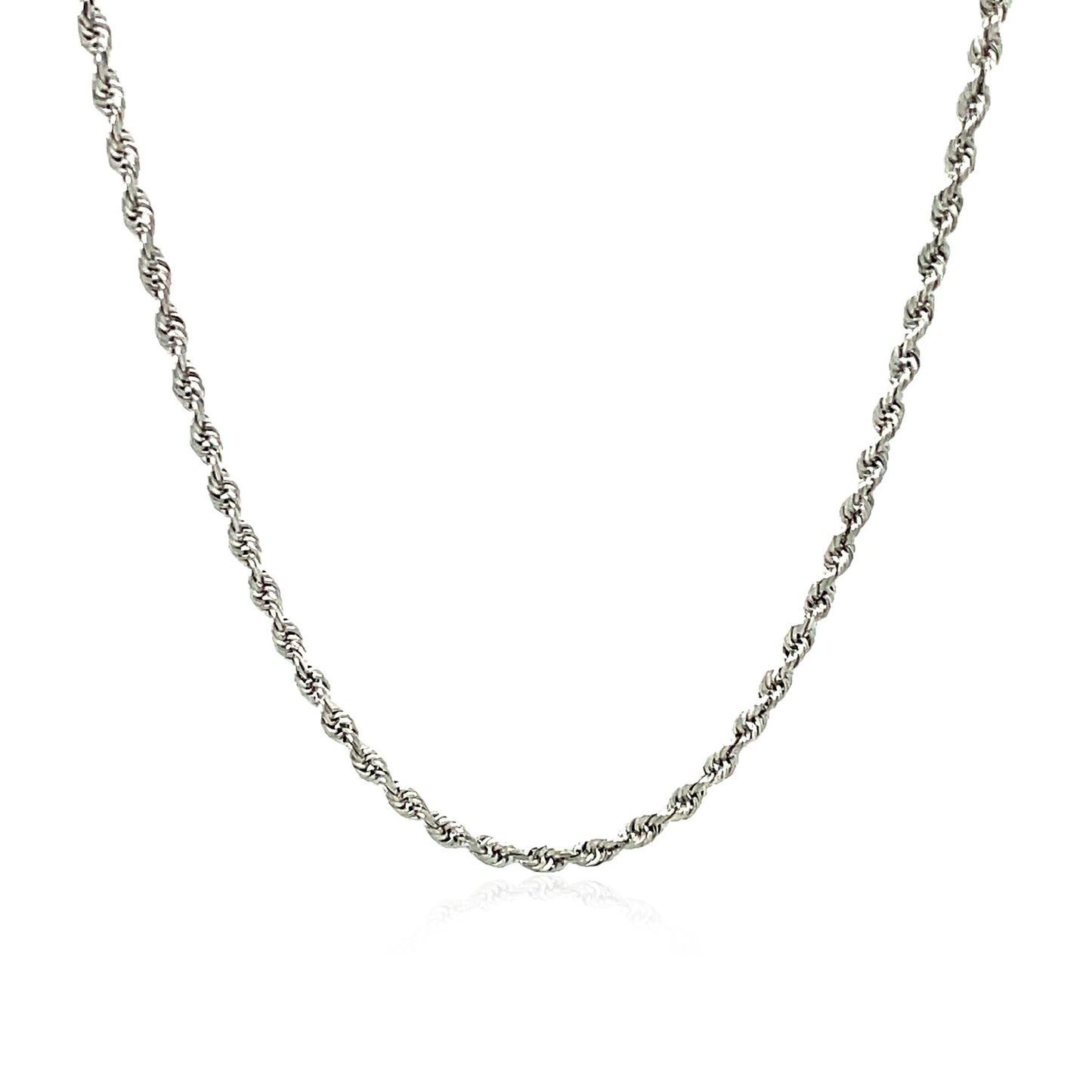 14K White Gold Solid Diamond Cut Rope Chain Necklace (2.00 mm)