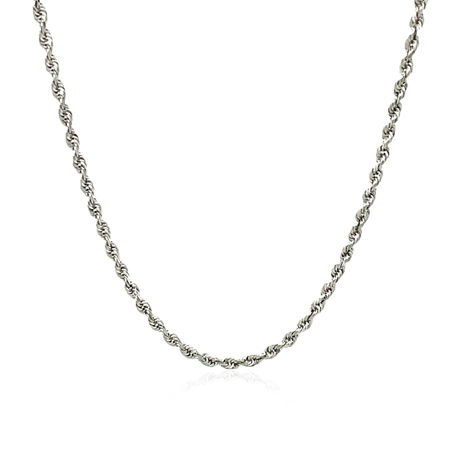 14K White Gold Solid Diamond Cut Rope Chain Necklace (2.00 mm)