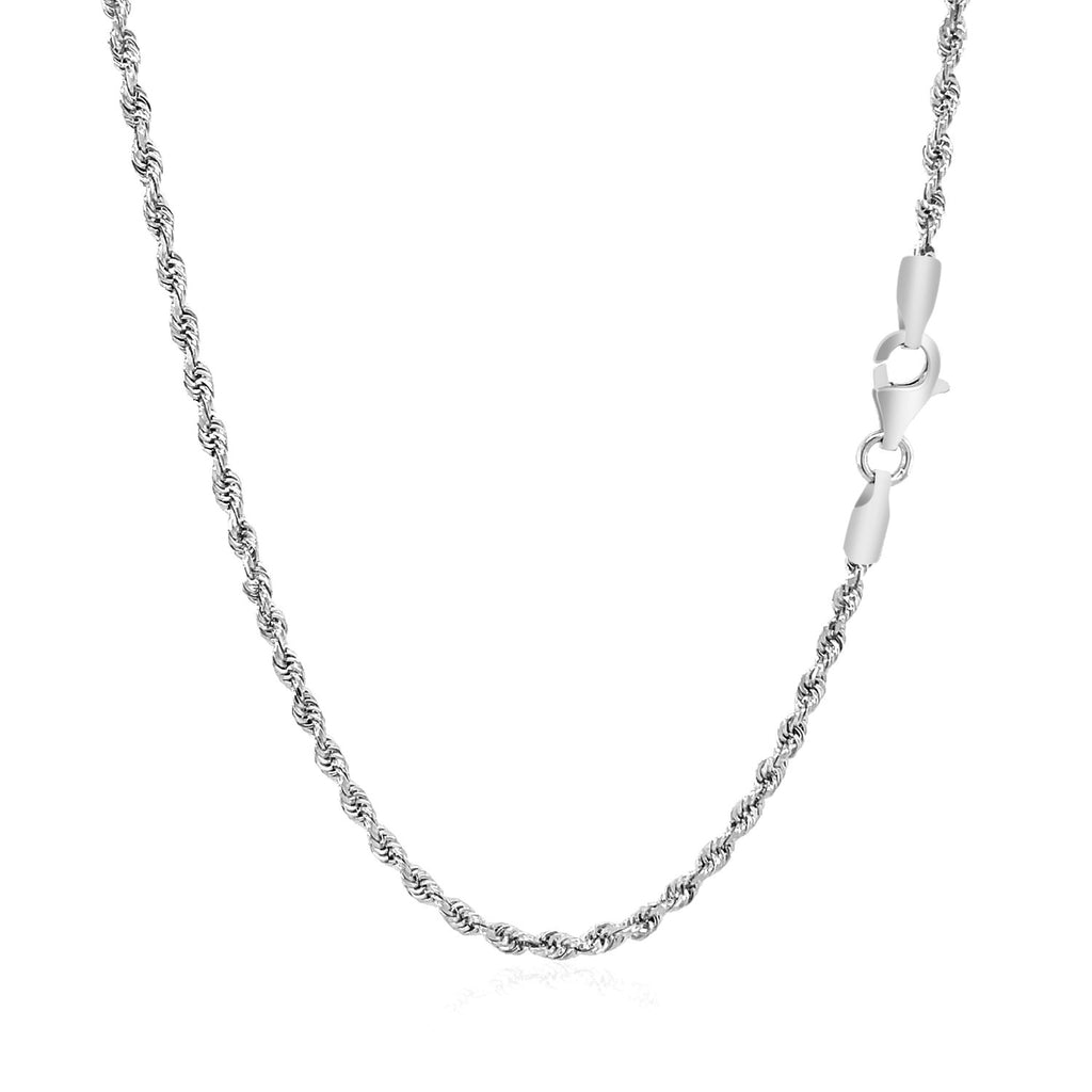 14K White Gold Solid Diamond Cut Rope Chain Necklace (2.00 mm)