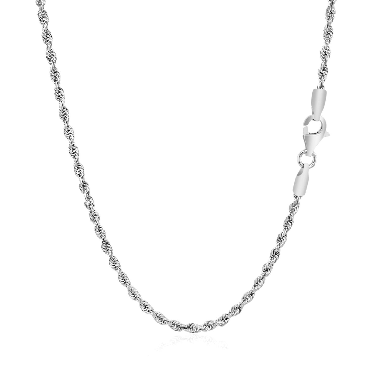 14K White Gold Solid Diamond Cut Rope Chain Necklace (2.00 mm)