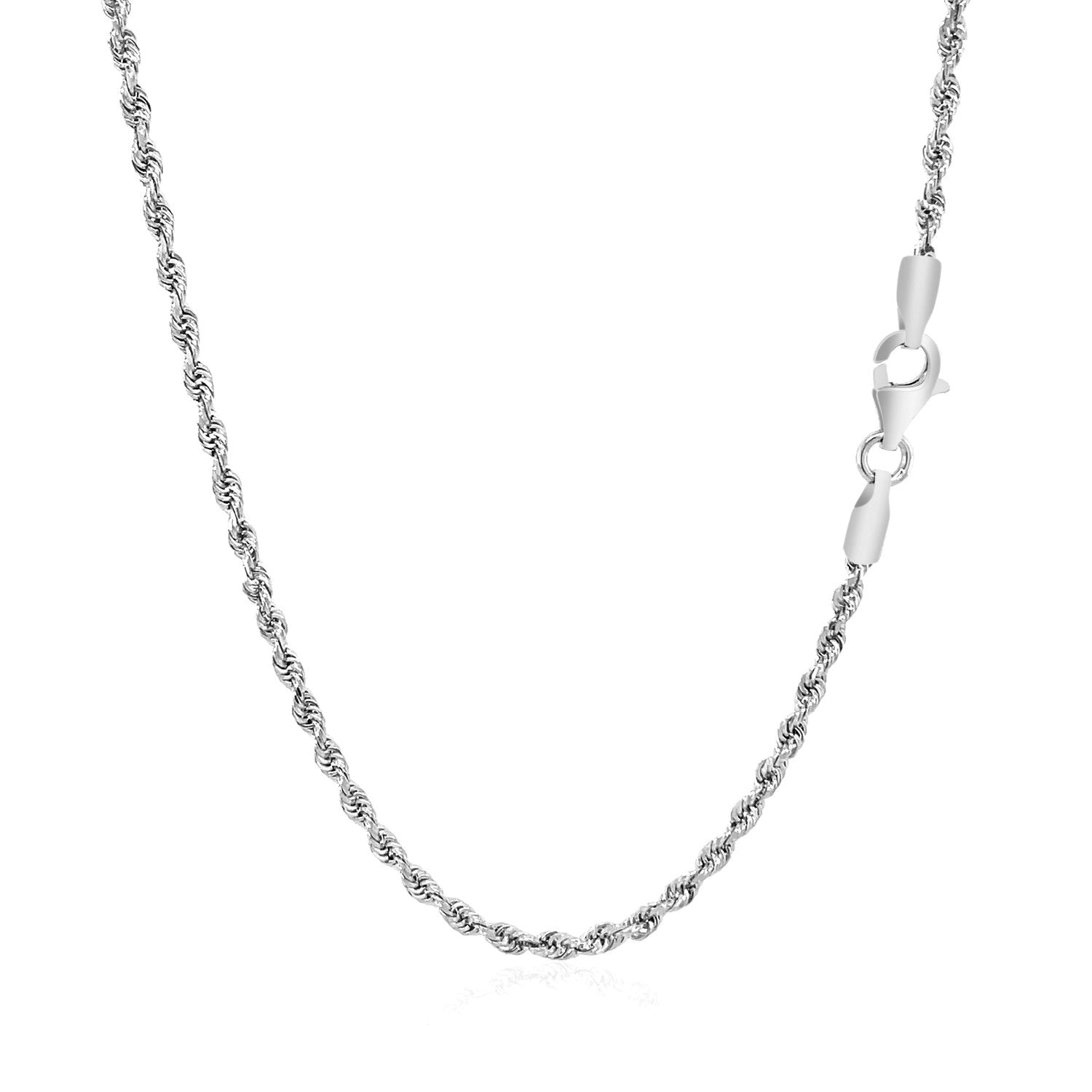 14K White Gold Solid Diamond Cut Rope Chain Necklace (2.00 mm)