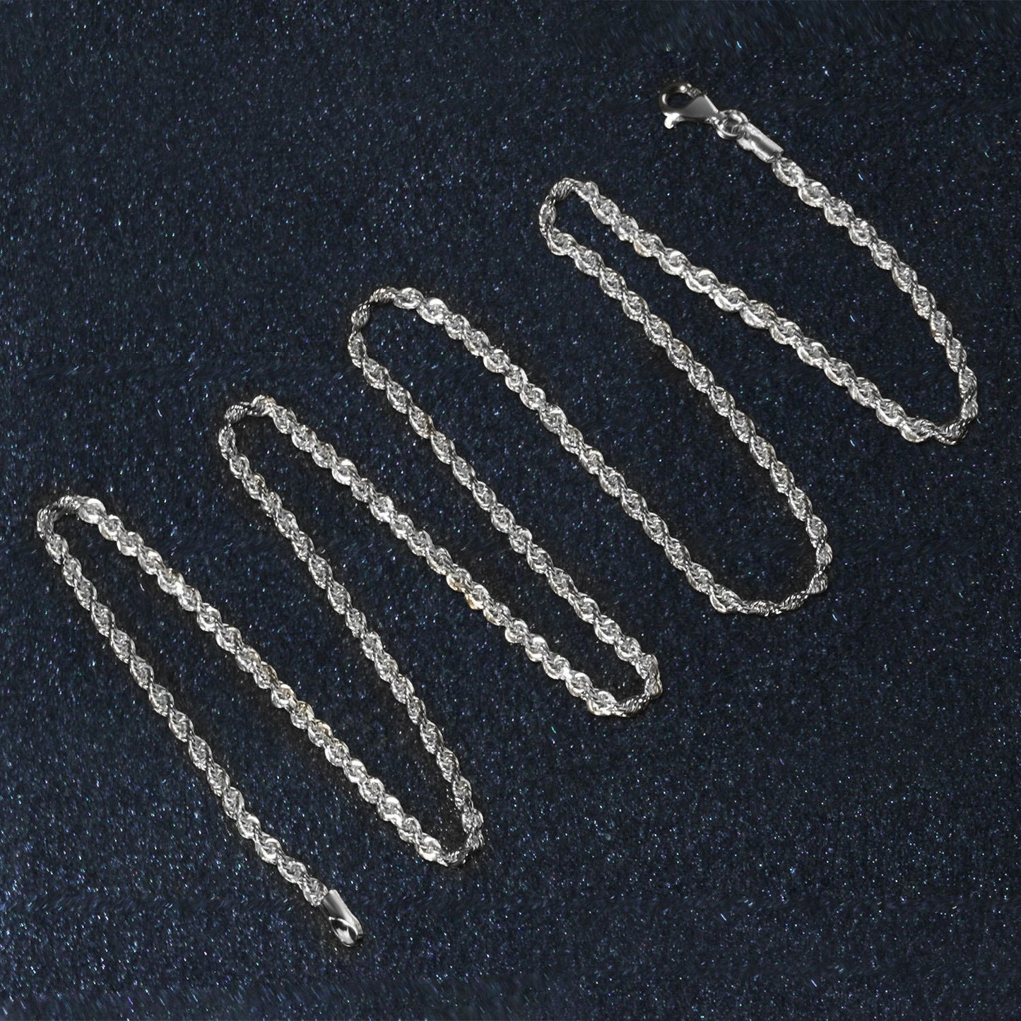 14K White Gold Solid Diamond Cut Rope Chain Necklace (2.00 mm)